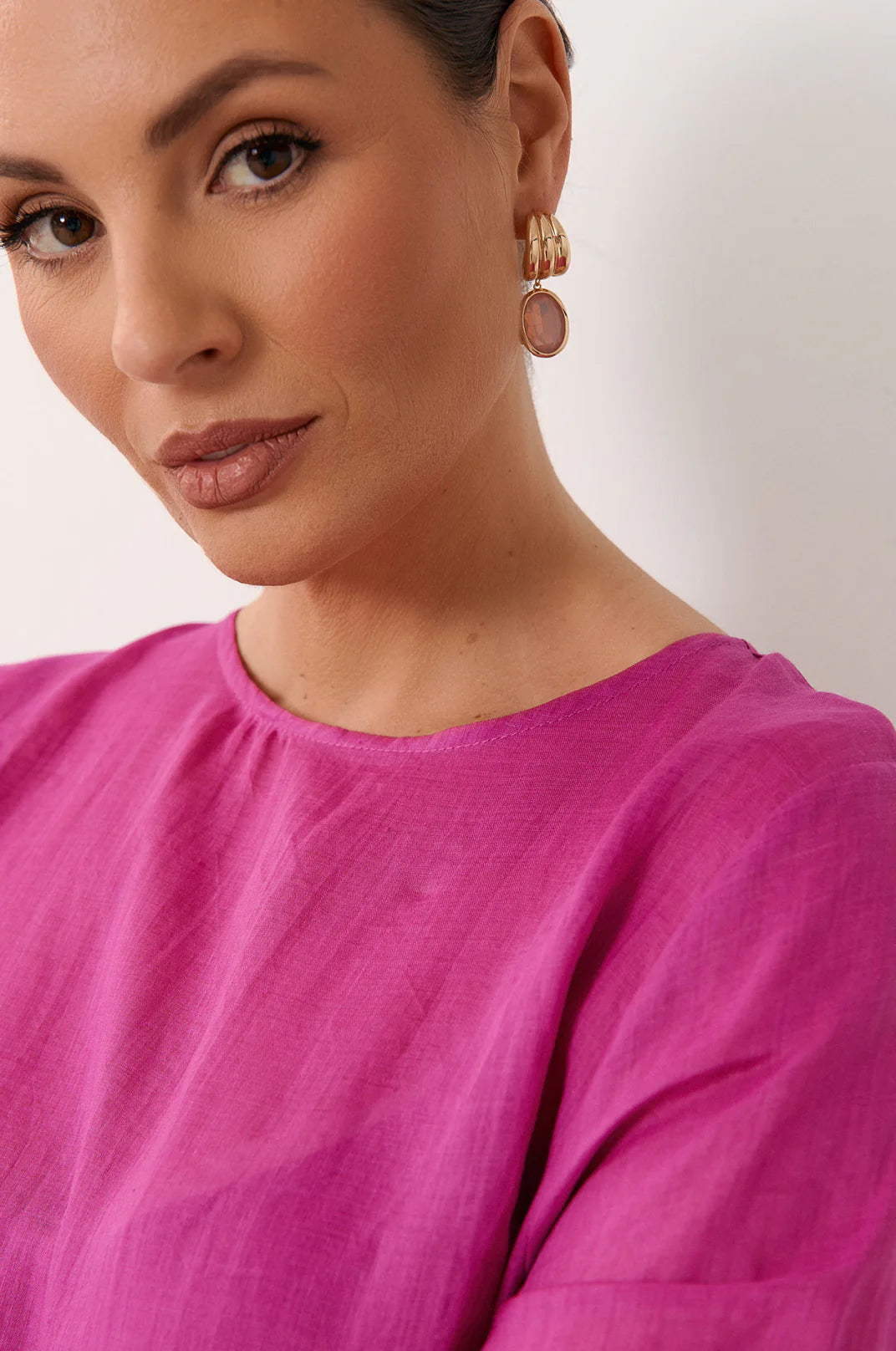 Curved Front Oval Drop Earrings - Lemon