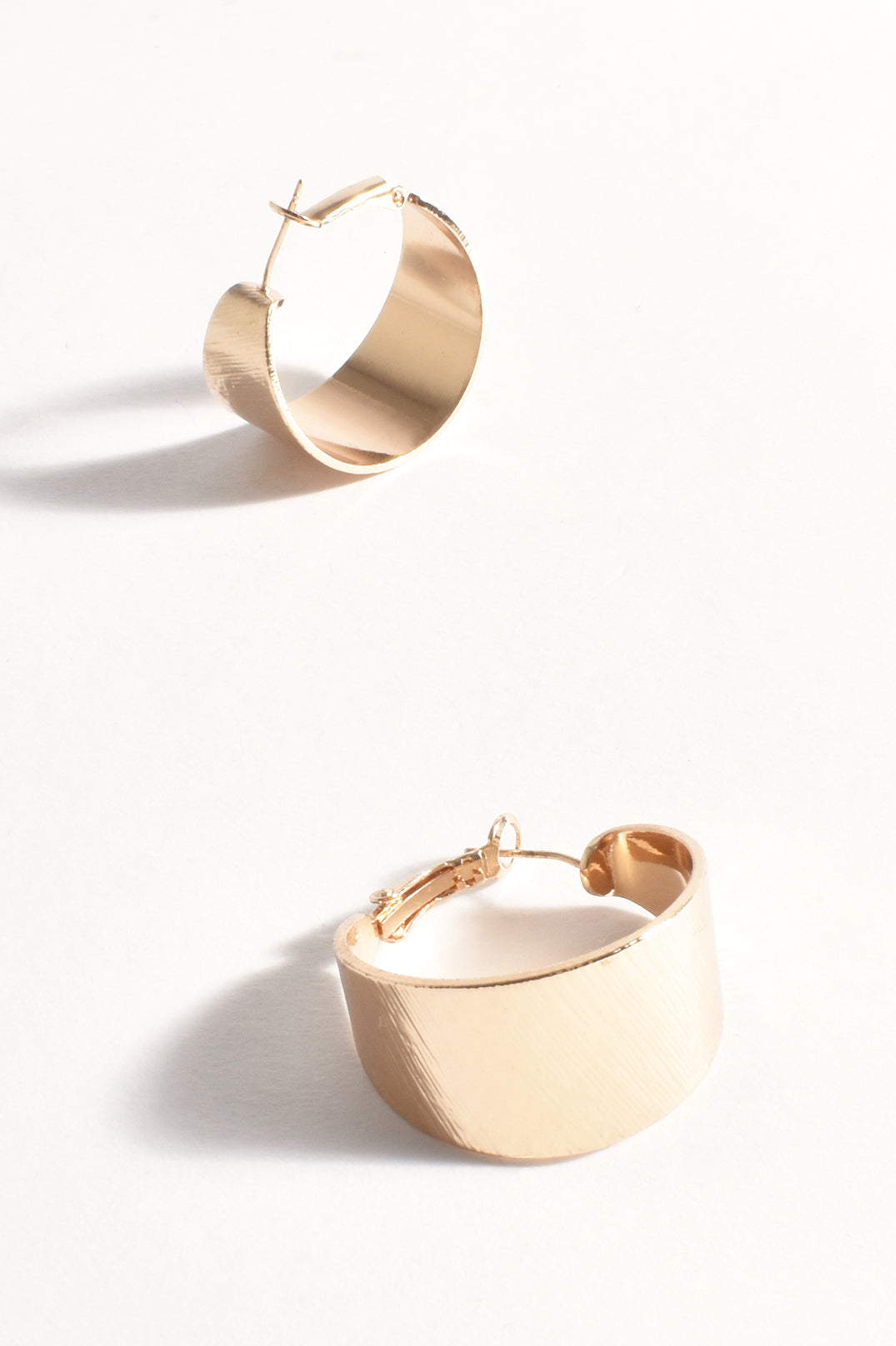 Wide Textured Hoops - Gold