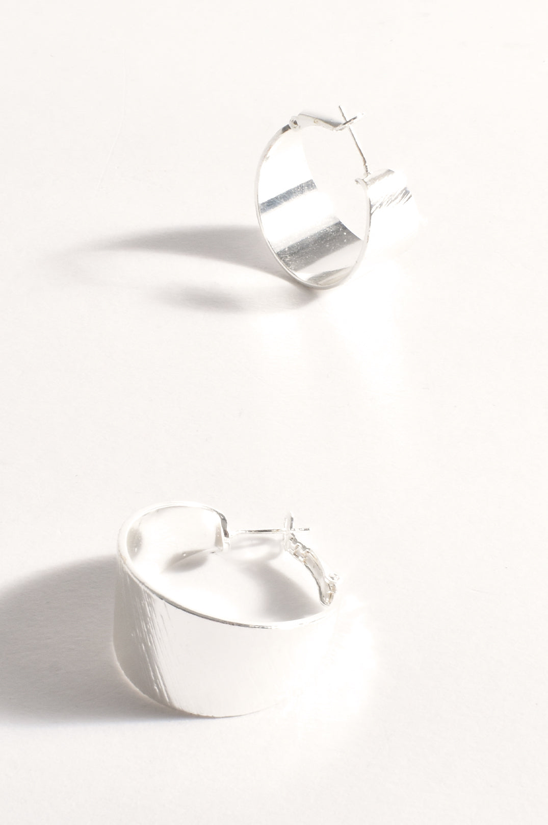 Wide Textured Hoops - Silver