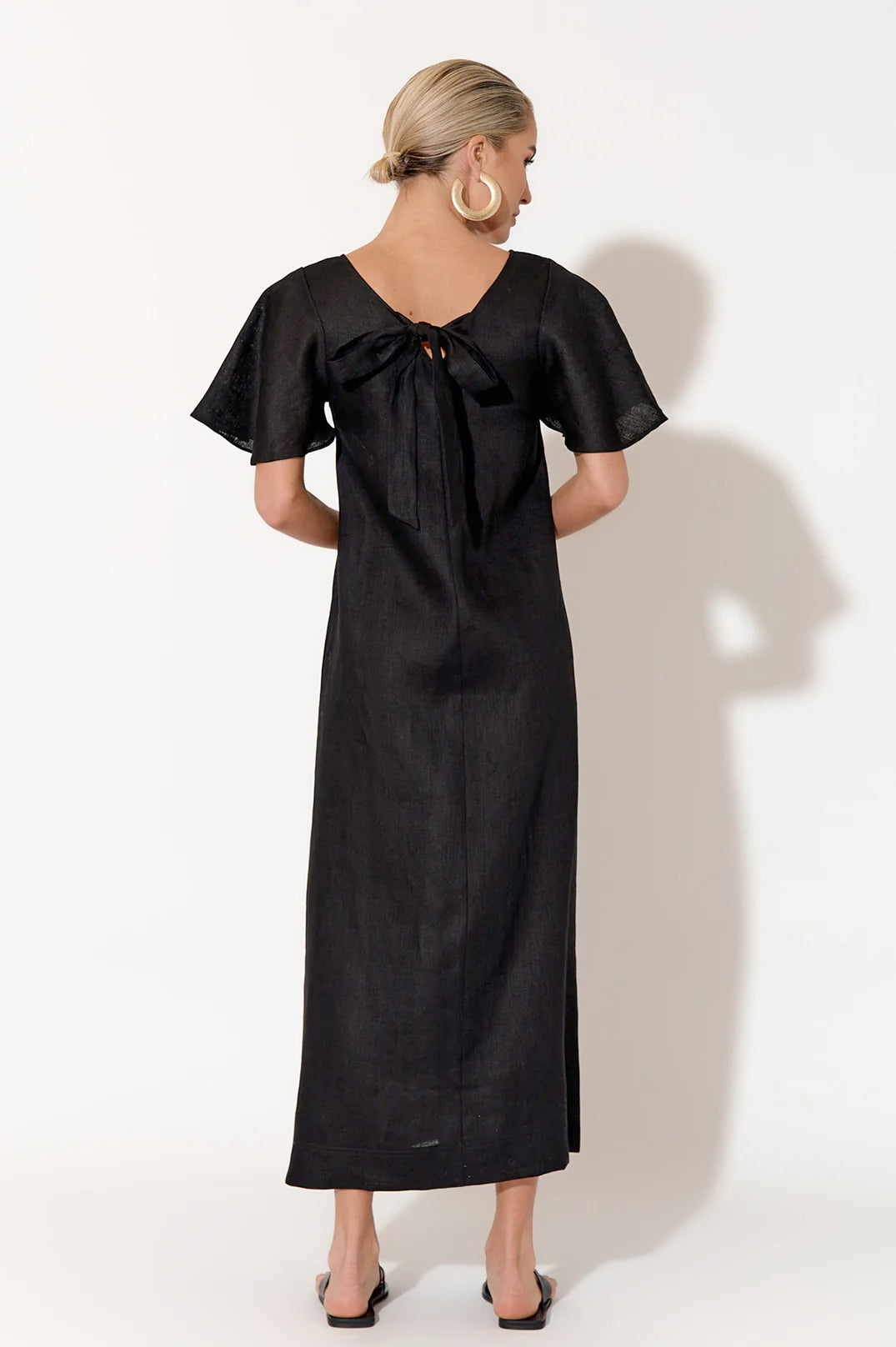 Theo Linen Maxi Dress - Black - SALE