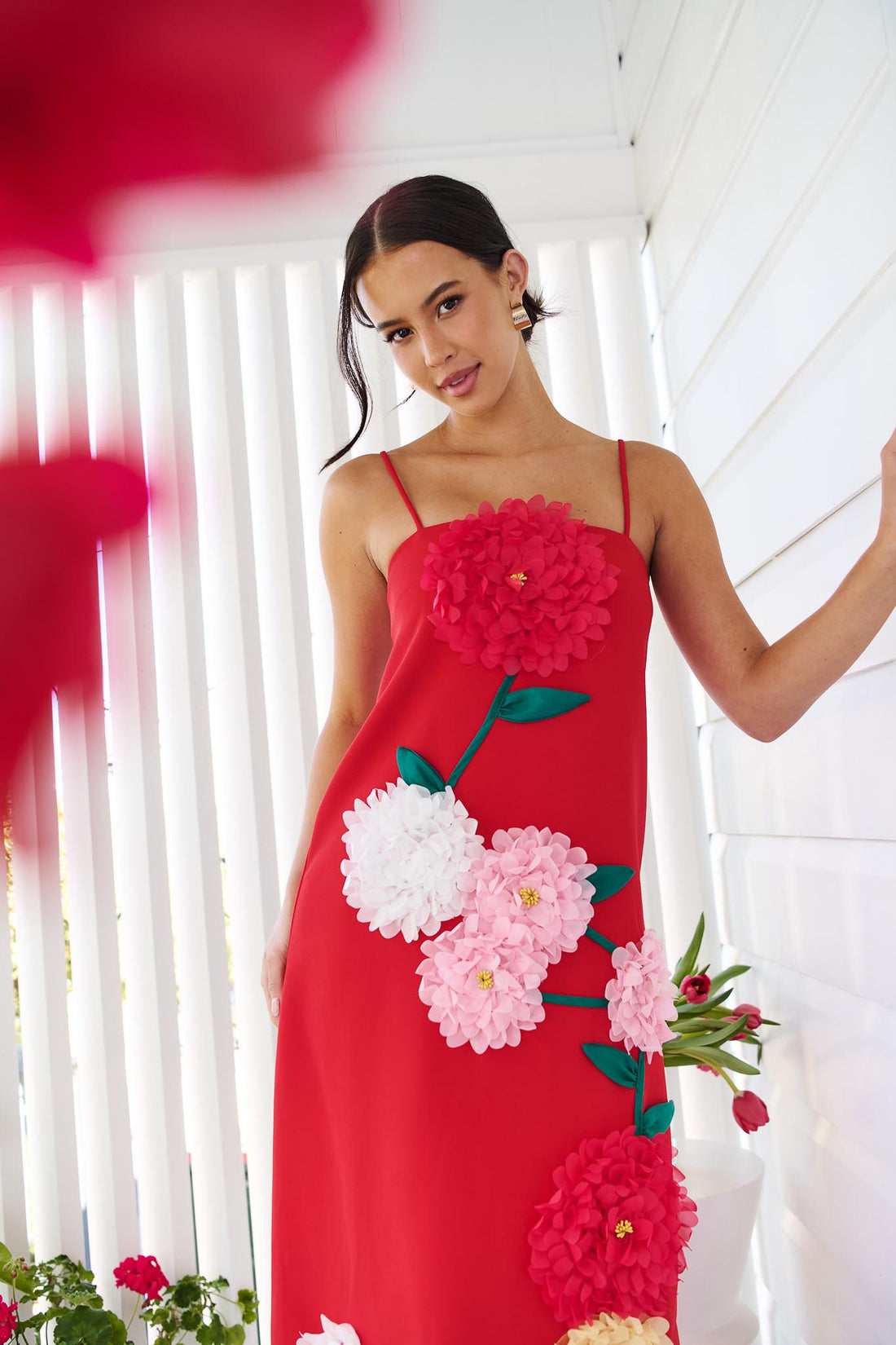 ELLIATT | Buttercup Embroidered Maxi Dress - Red