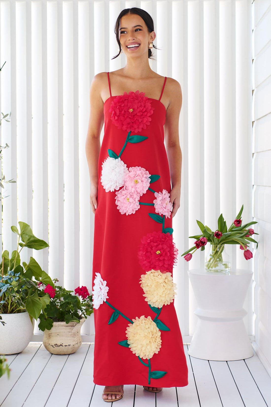 ELLIATT | Buttercup Embroidered Maxi Dress - Red