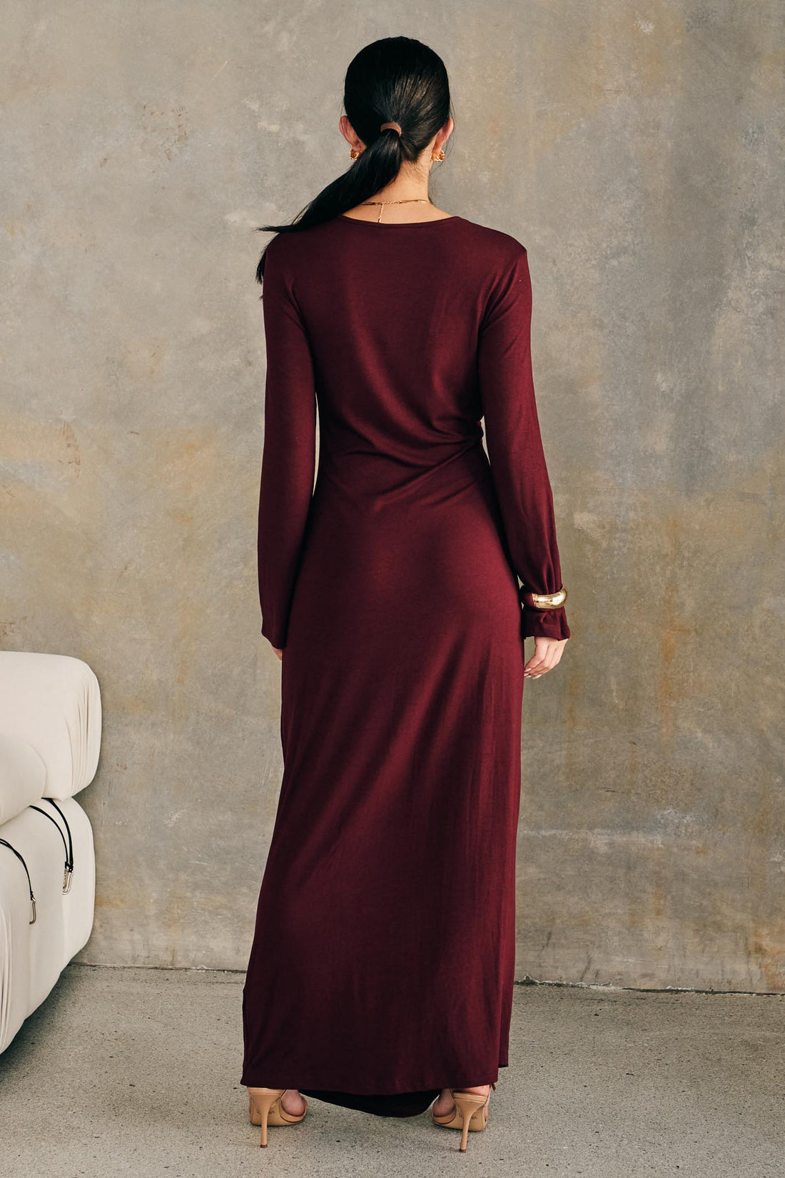 Mia Ruched Dress - Plum - SALE