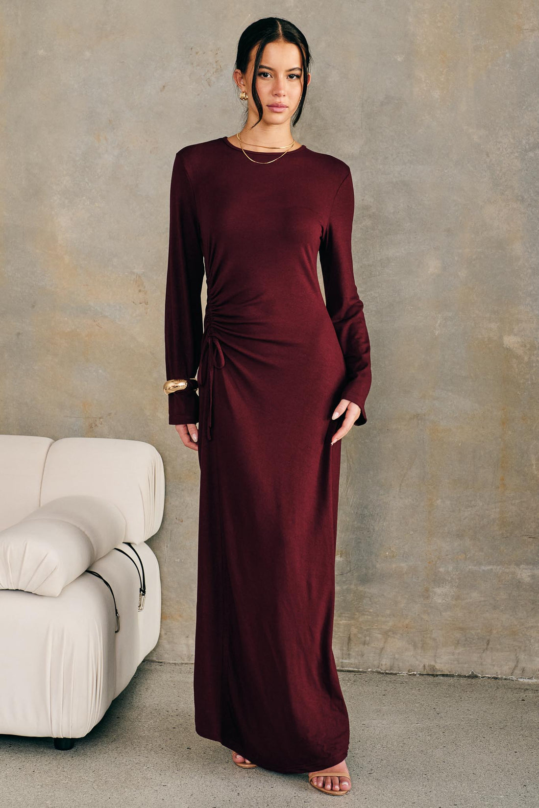 Mia Ruched Dress - Plum - SALE