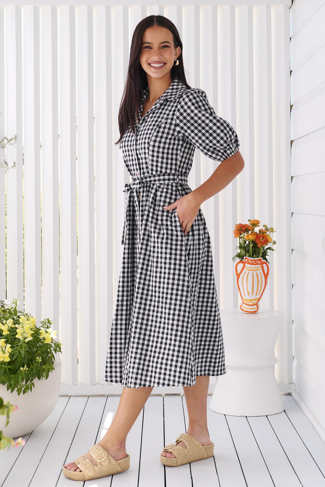 Poppy Gingham Dress - Black