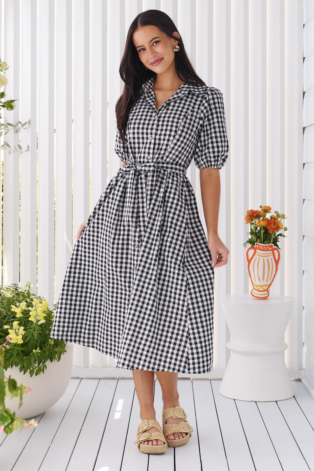 Poppy Gingham Dress - Black