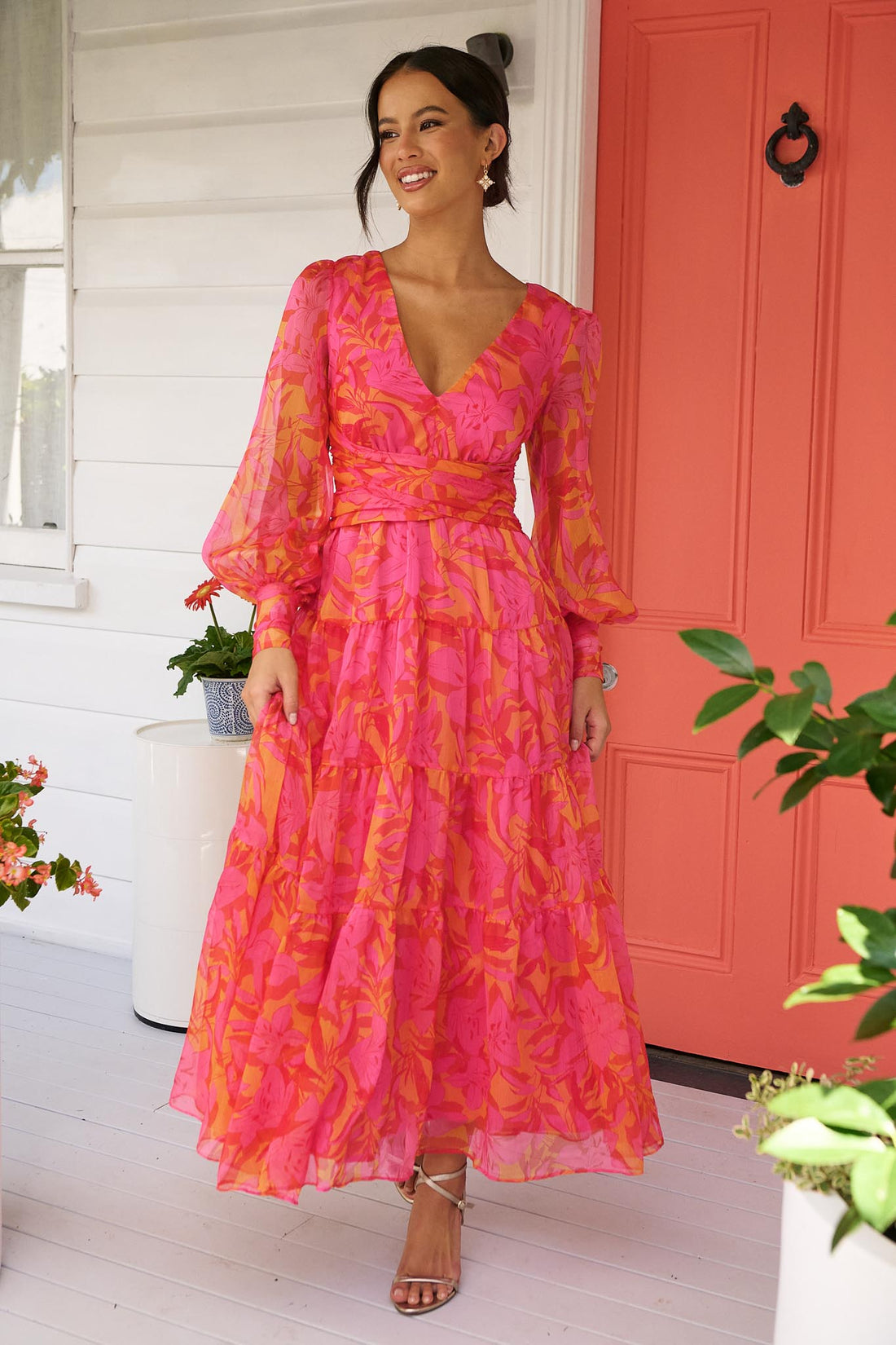 Sara Maxi Dress - Pink/Orange