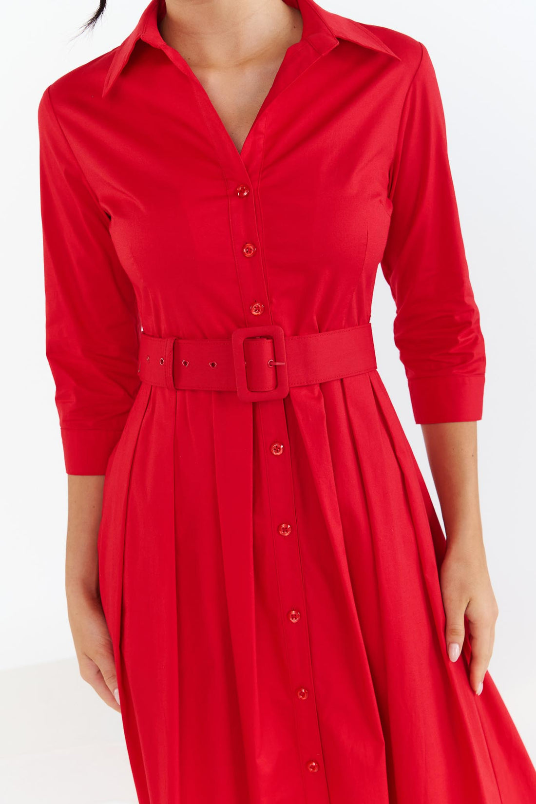 Chelsea Classic Shirt Dress - Red - EXCLUSIVE