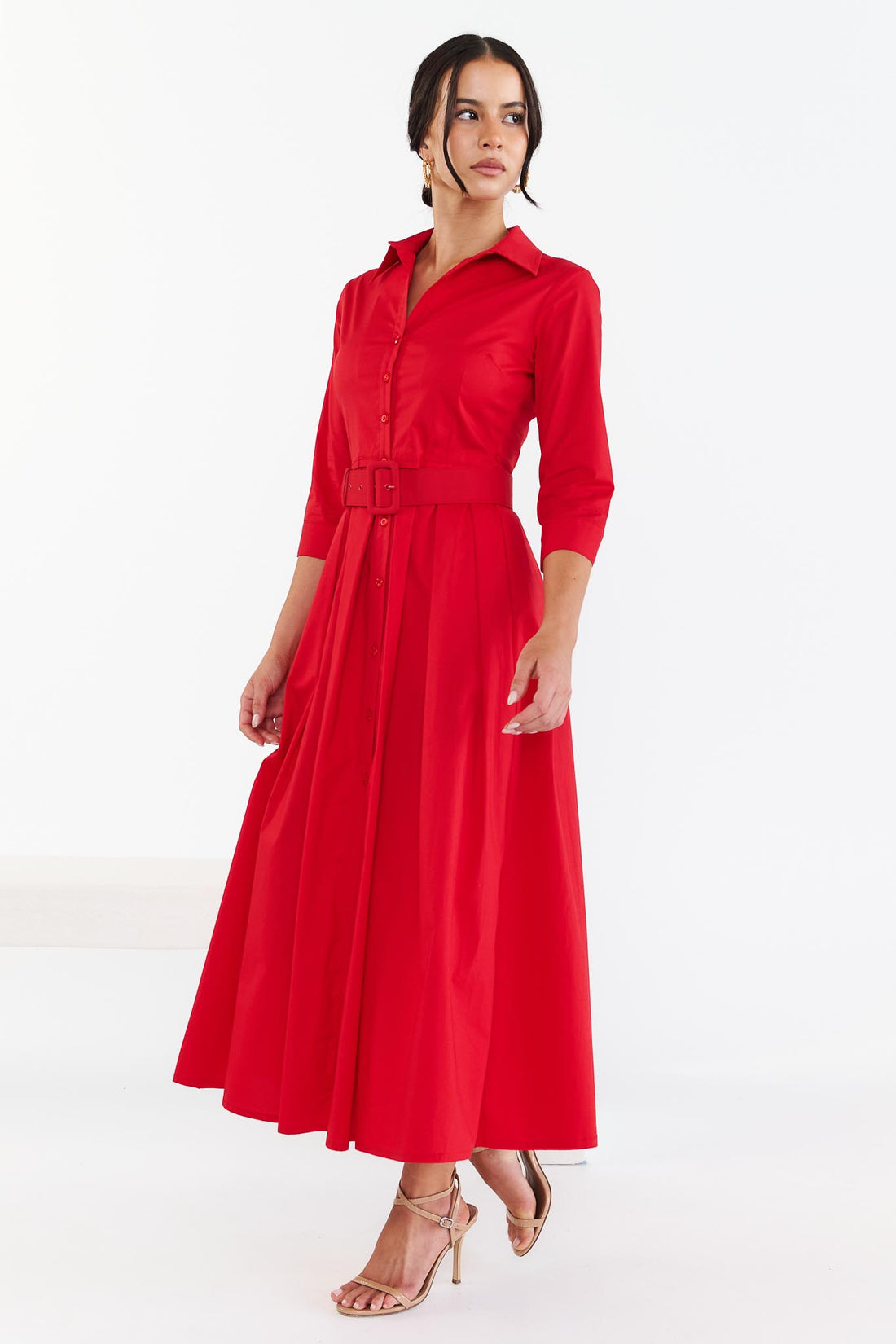Chelsea Classic Shirt Dress - Red - EXCLUSIVE