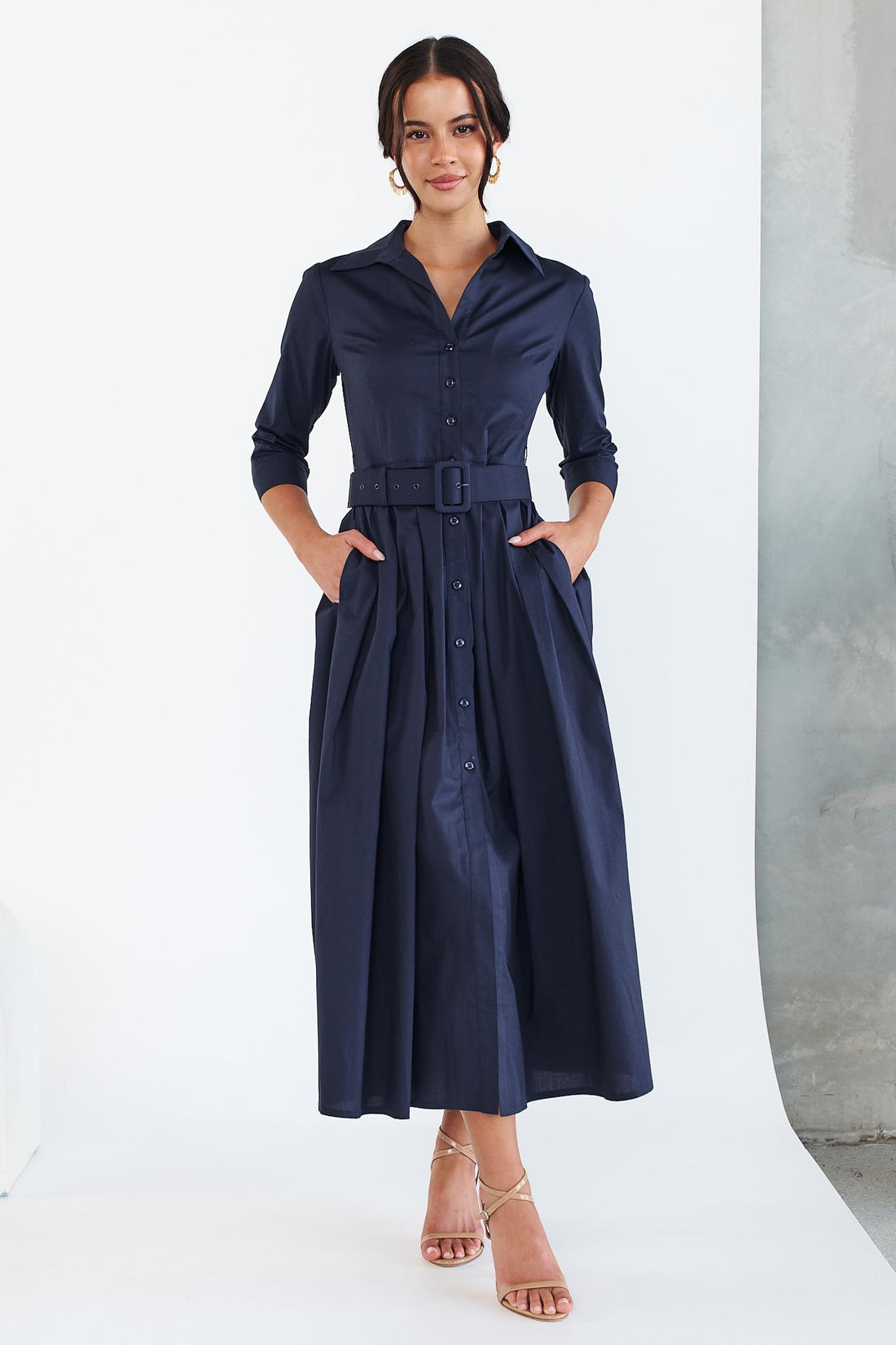Chelsea Classic Shirt Dress - Navy - EXCLUSIVE