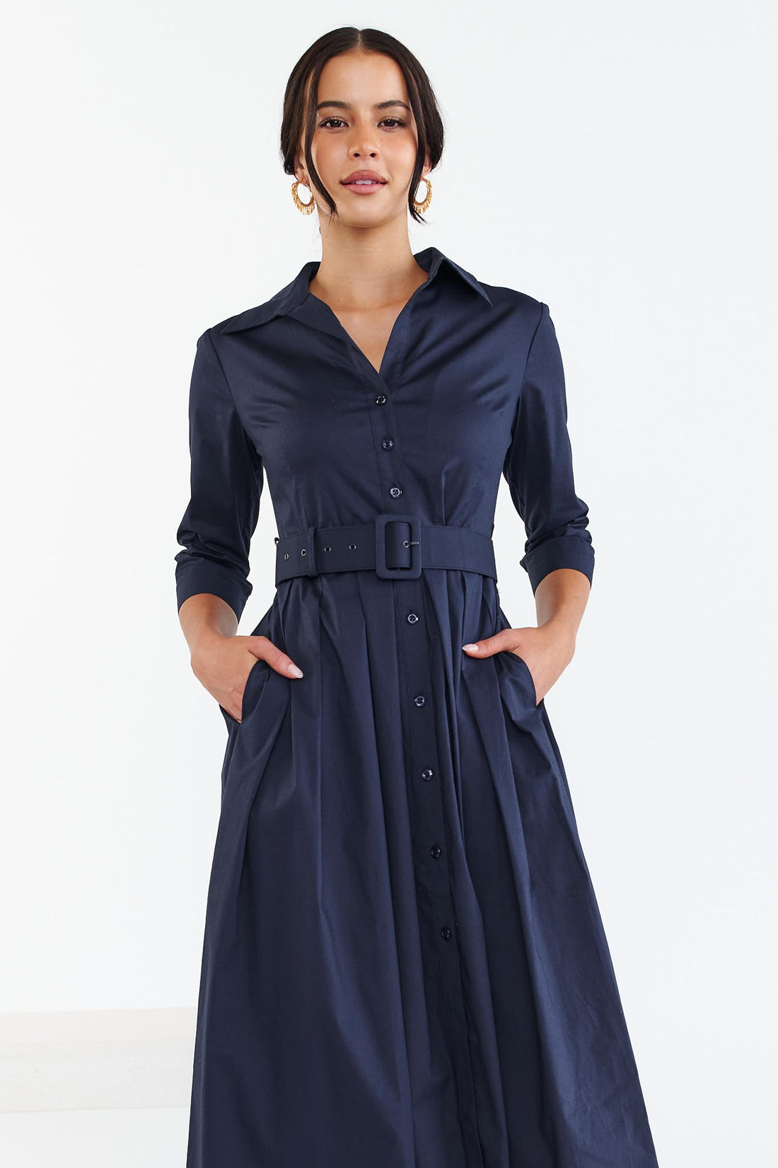Chelsea Classic Shirt Dress - Navy - EXCLUSIVE