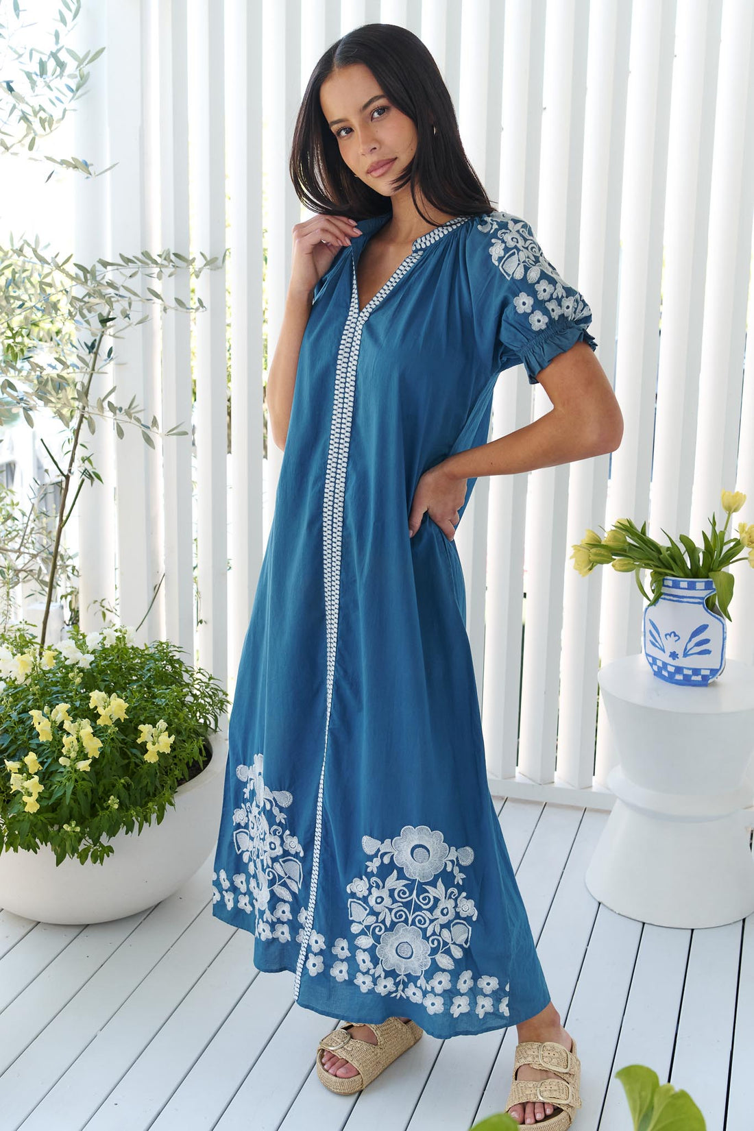 Julia Cotton Dress - Blue