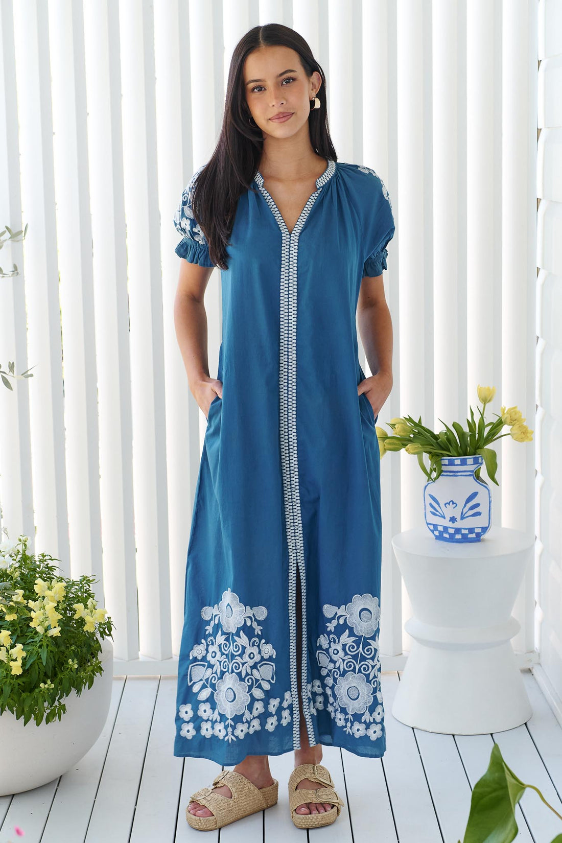 Julia Cotton Dress - Blue