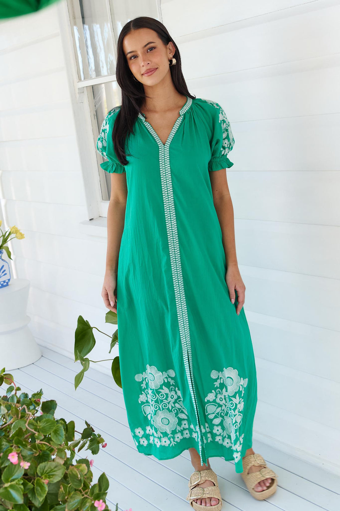 Julia Cotton Dress - Emerald Green