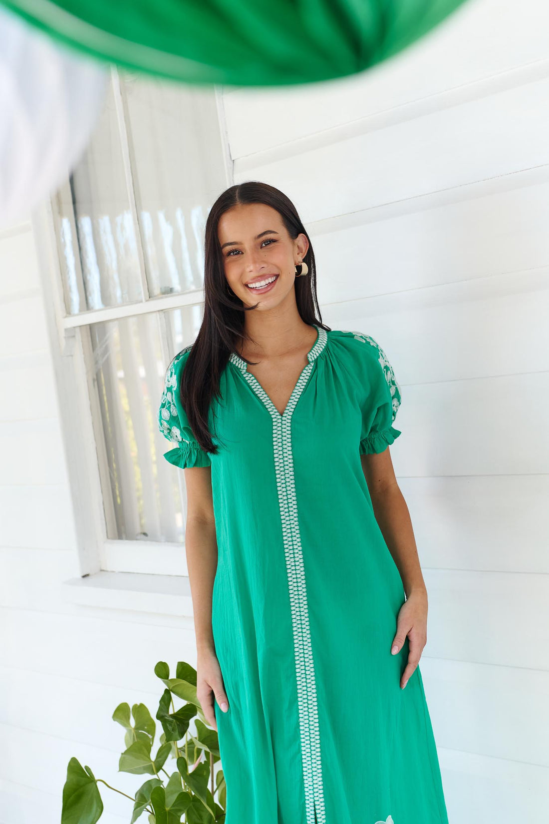 Julia Cotton Dress - Emerald Green