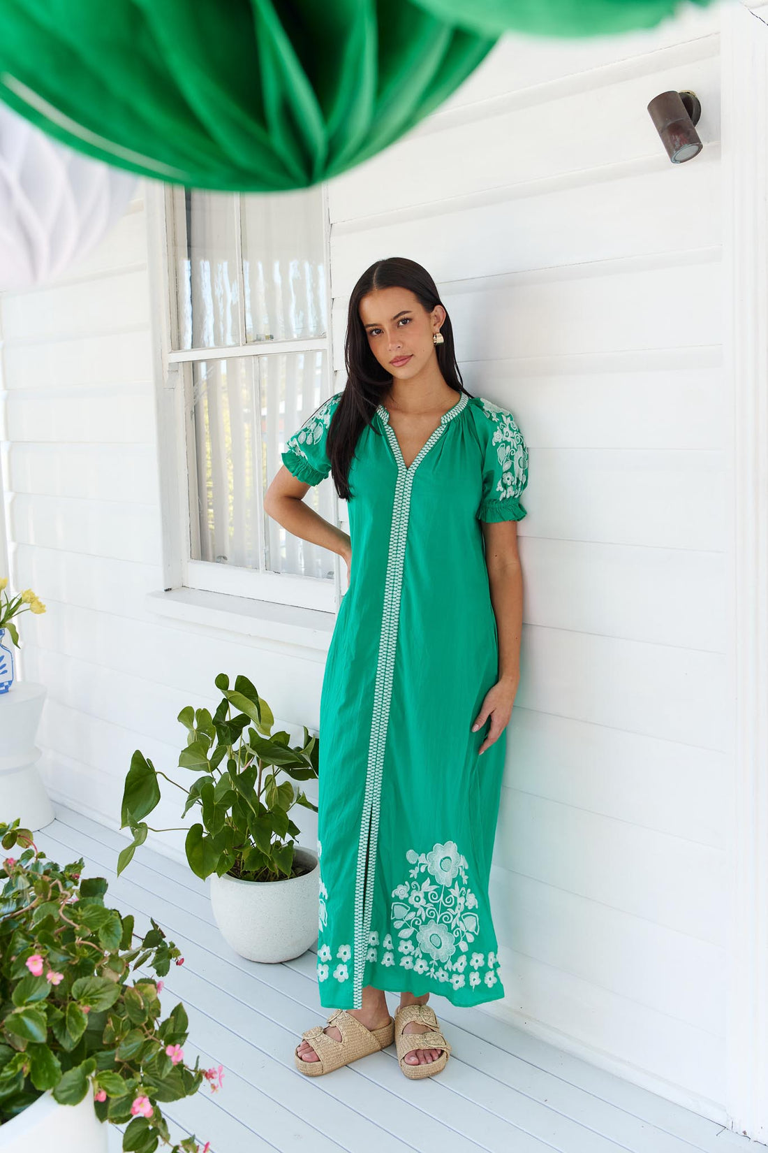 Julia Cotton Dress - Emerald Green