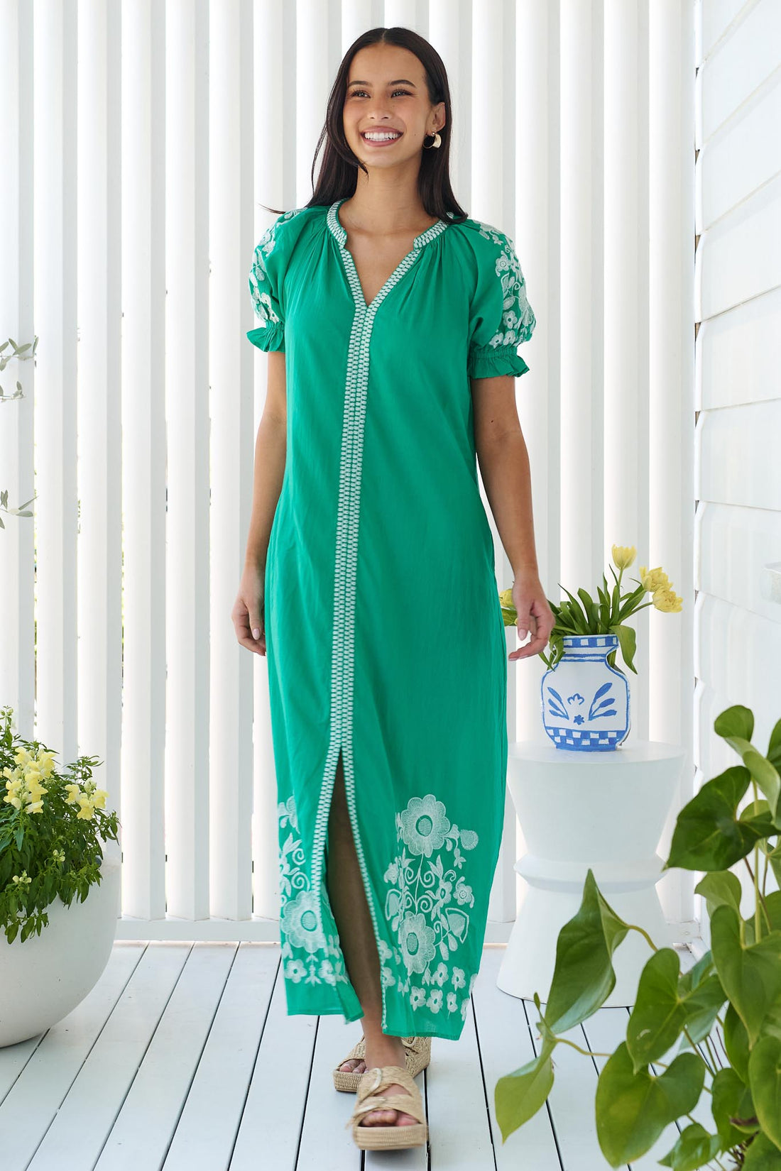 Julia Cotton Dress - Emerald Green