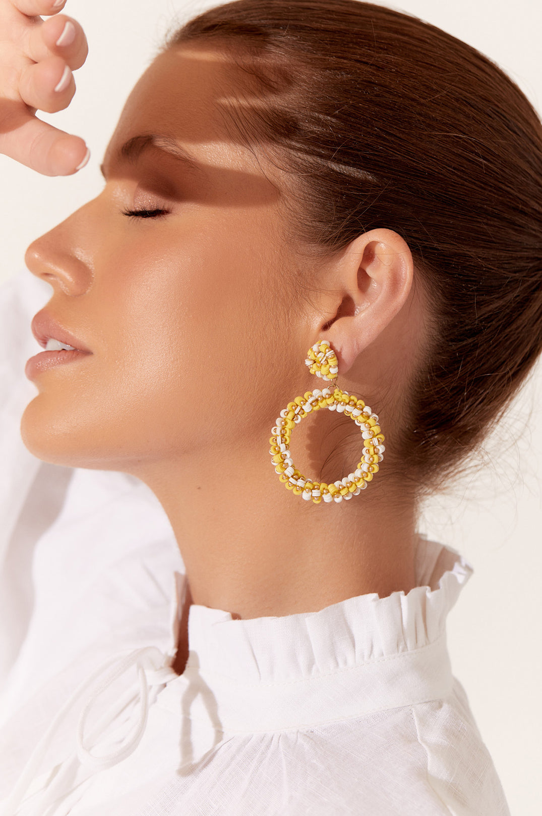Sequin Ring Front Event Earrings - Yellow