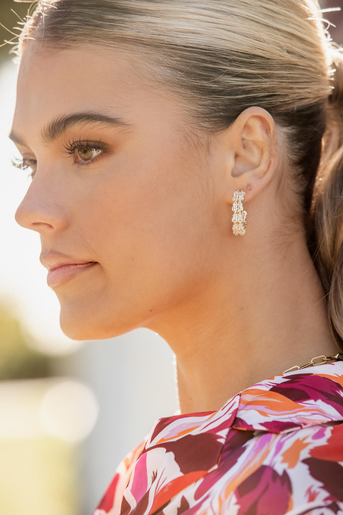 Gleaming Jewel Hoop Earrings