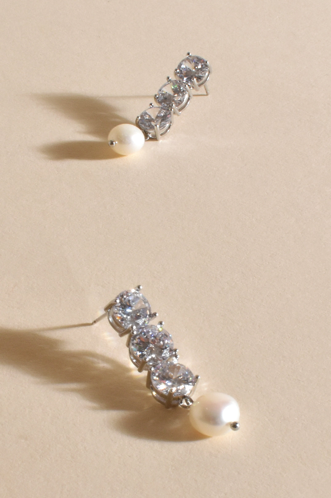Madonna Pearl Jewel Drop Earrings - Crystal/Silver