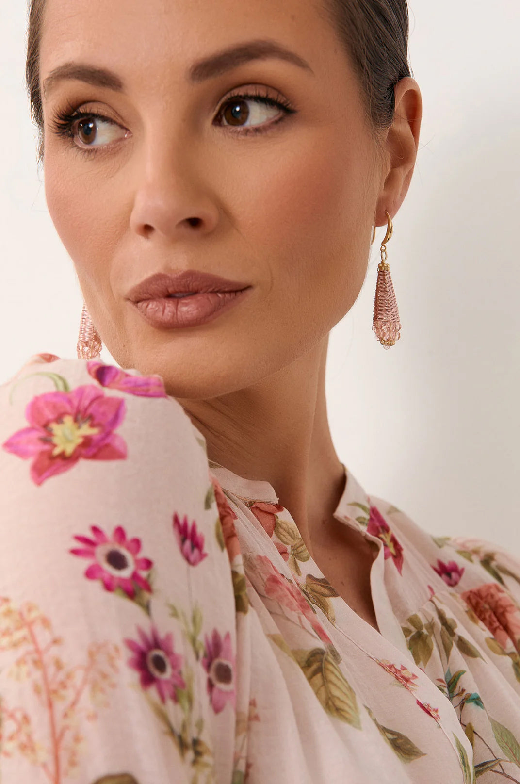 Long Woven Statement Earrings - Pink