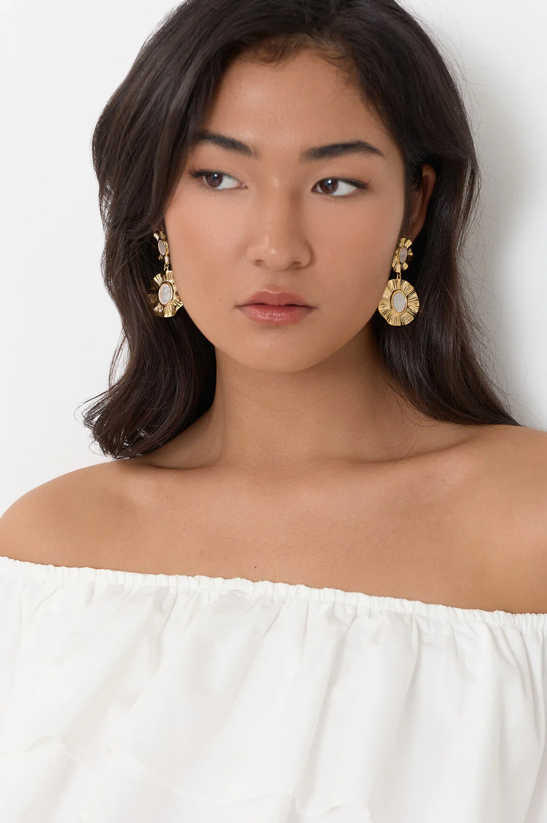 Petal Edge Double Drop Event Earrings
