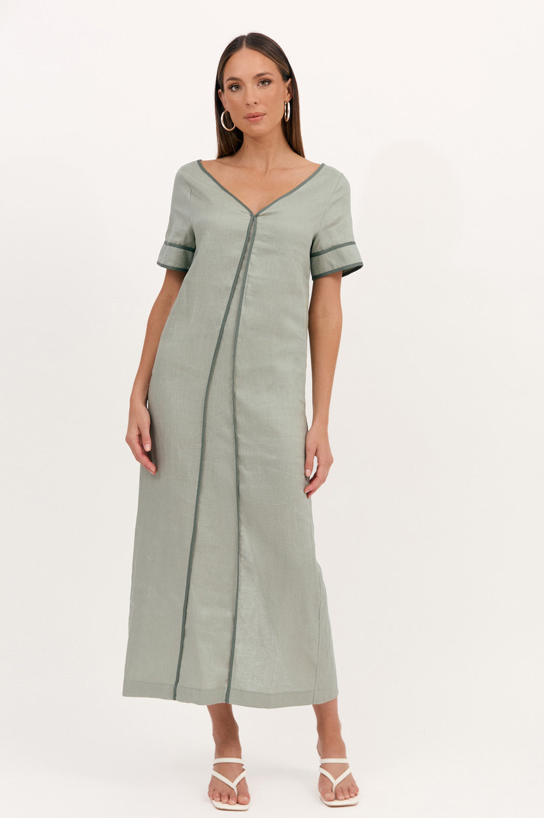 Juniper Contrast Maxi Dress - Sage