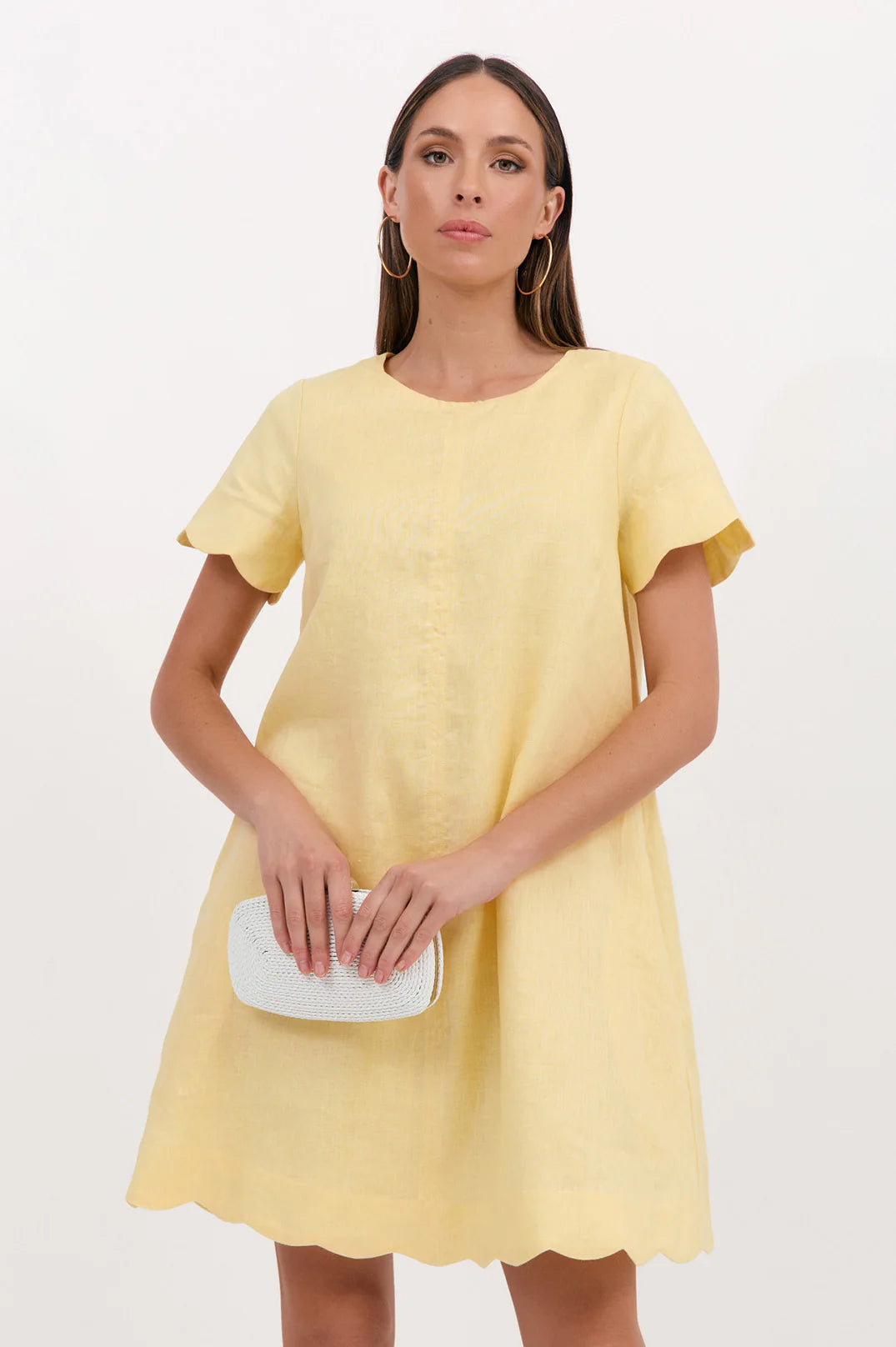 Lexi Scalloped Hem Dress - Lemon