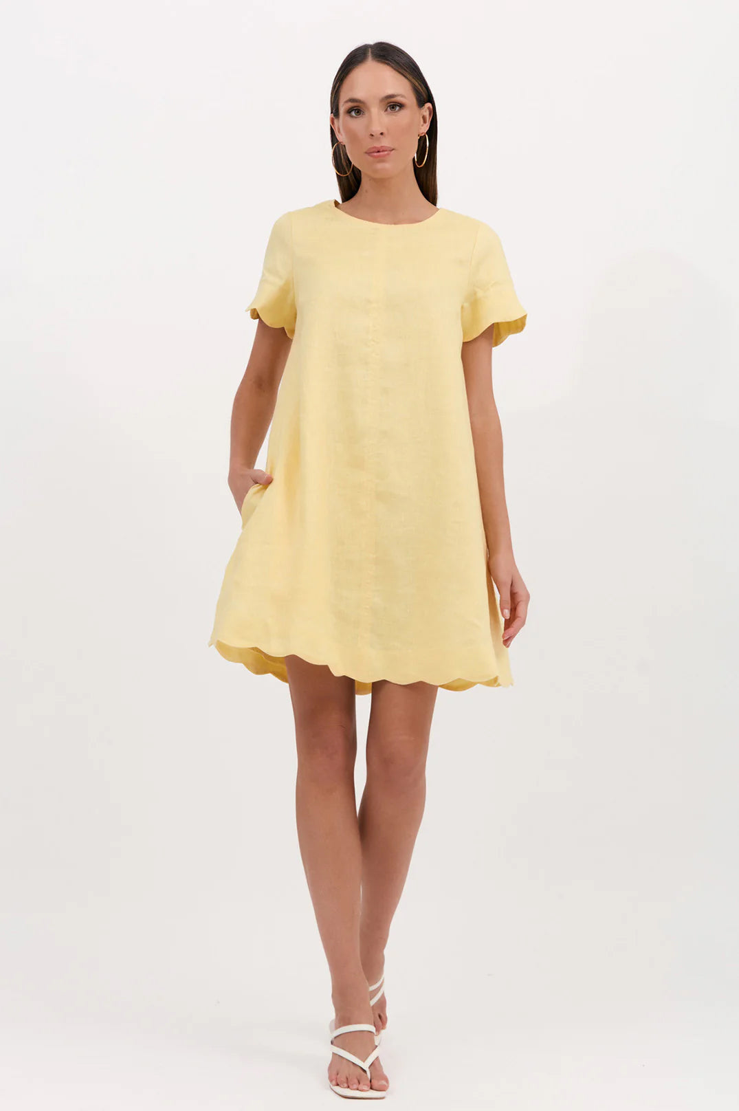 Lexi Scalloped Hem Dress - Lemon