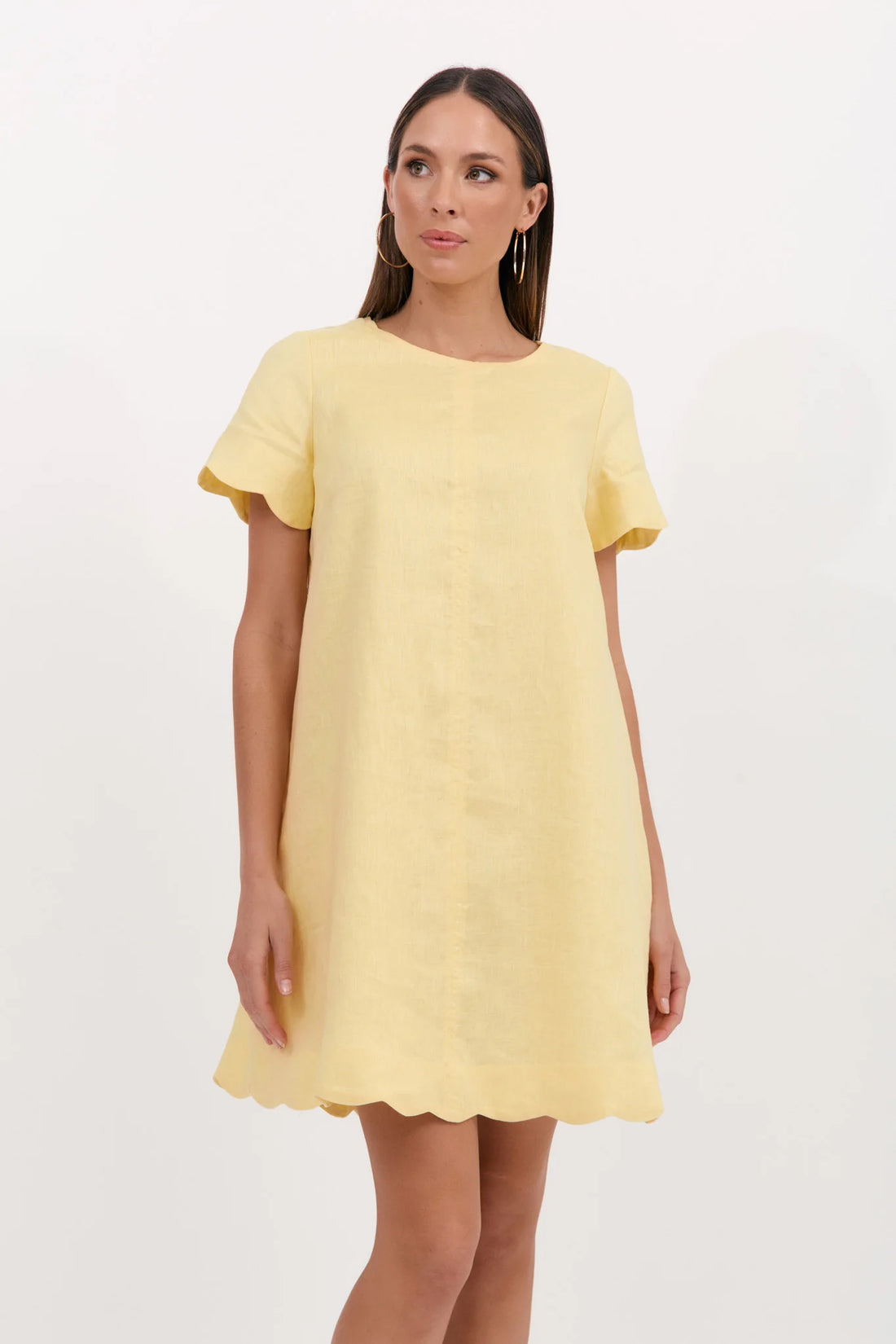 Lexi Scalloped Hem Dress - Lemon