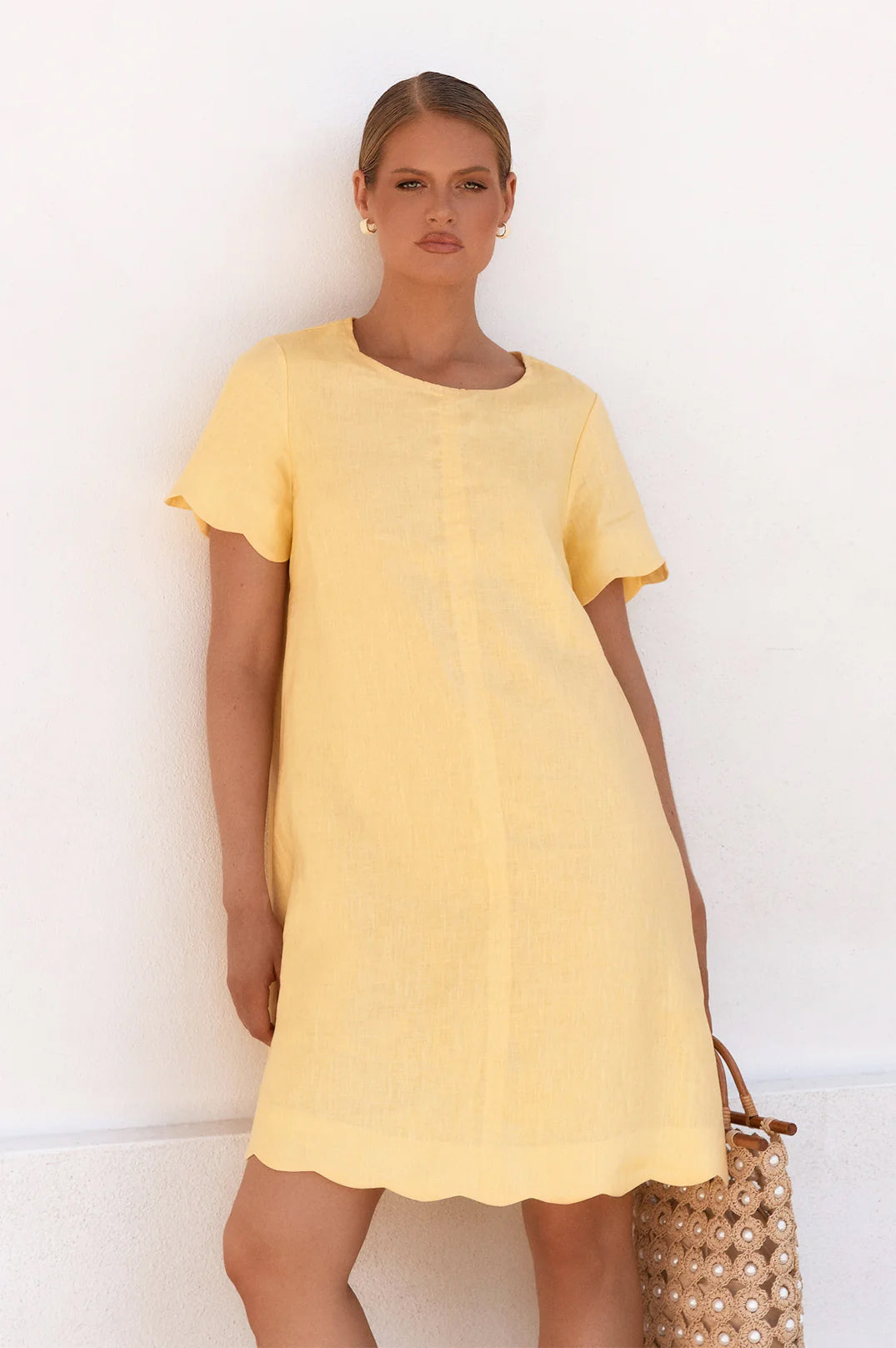 Lexi Scalloped Hem Dress - Lemon