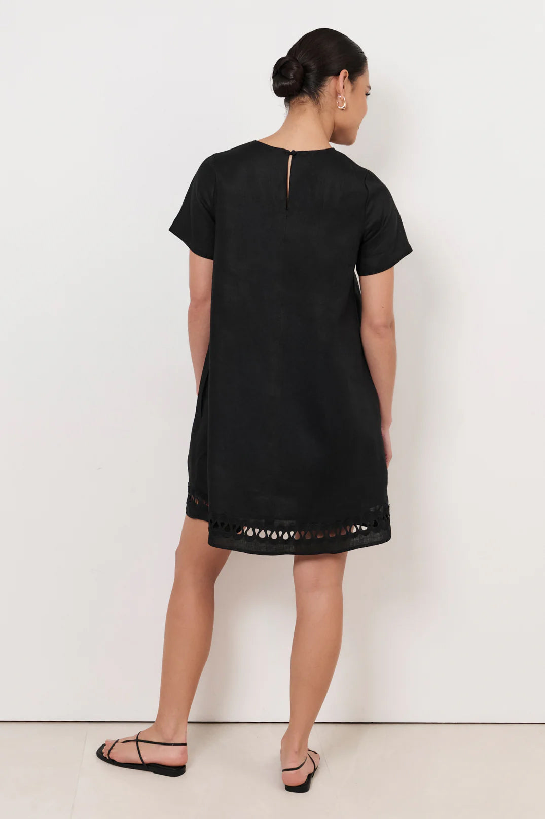 Lexi Ric Rac Trim Linen Dress - Black