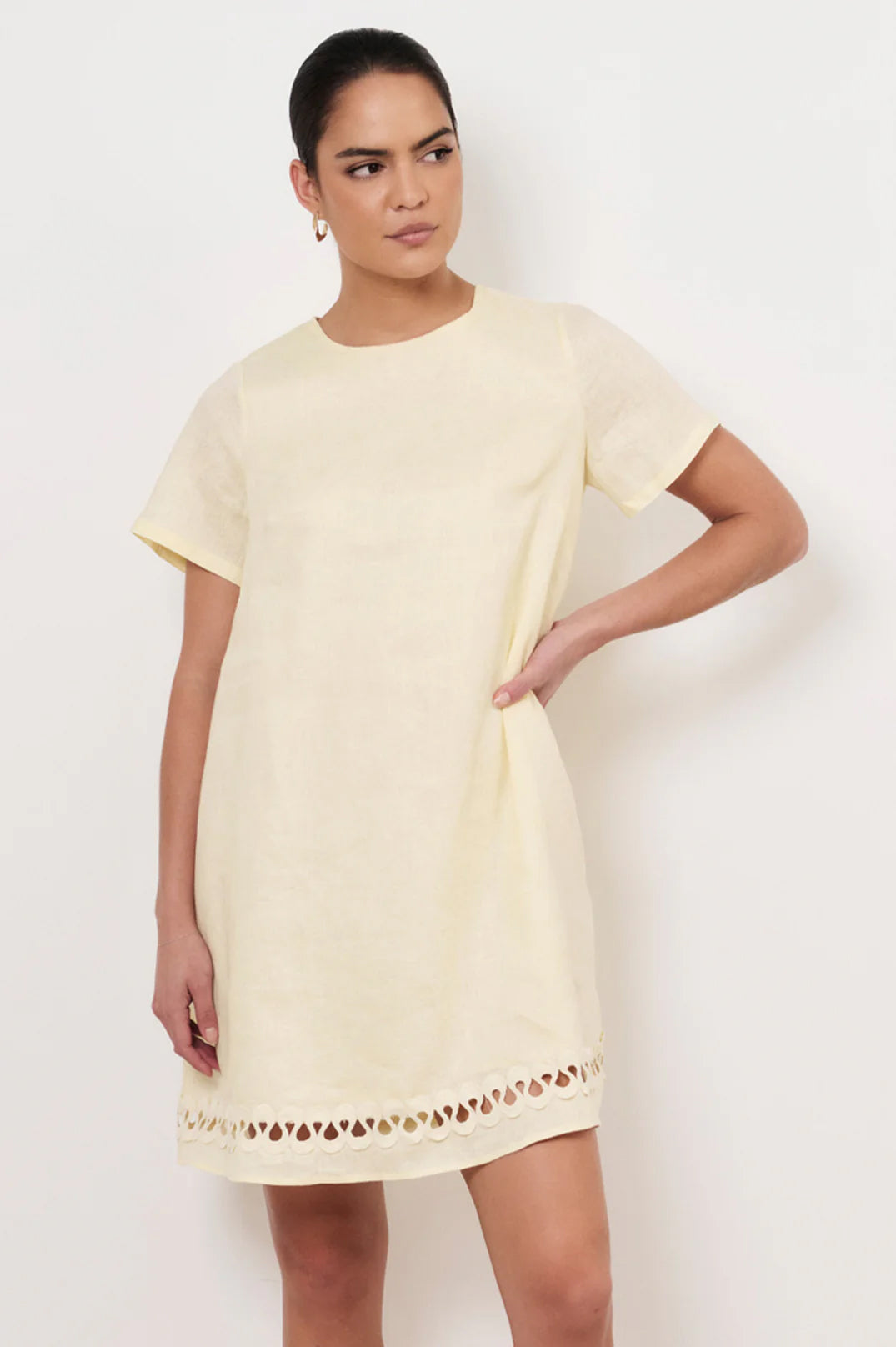 Lexi Ric Rac Trim Linen Dress - Lemon