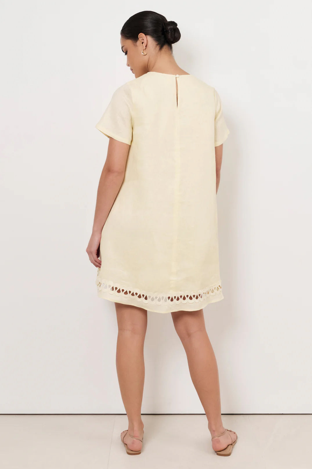 Lexi Ric Rac Trim Linen Dress - Lemon