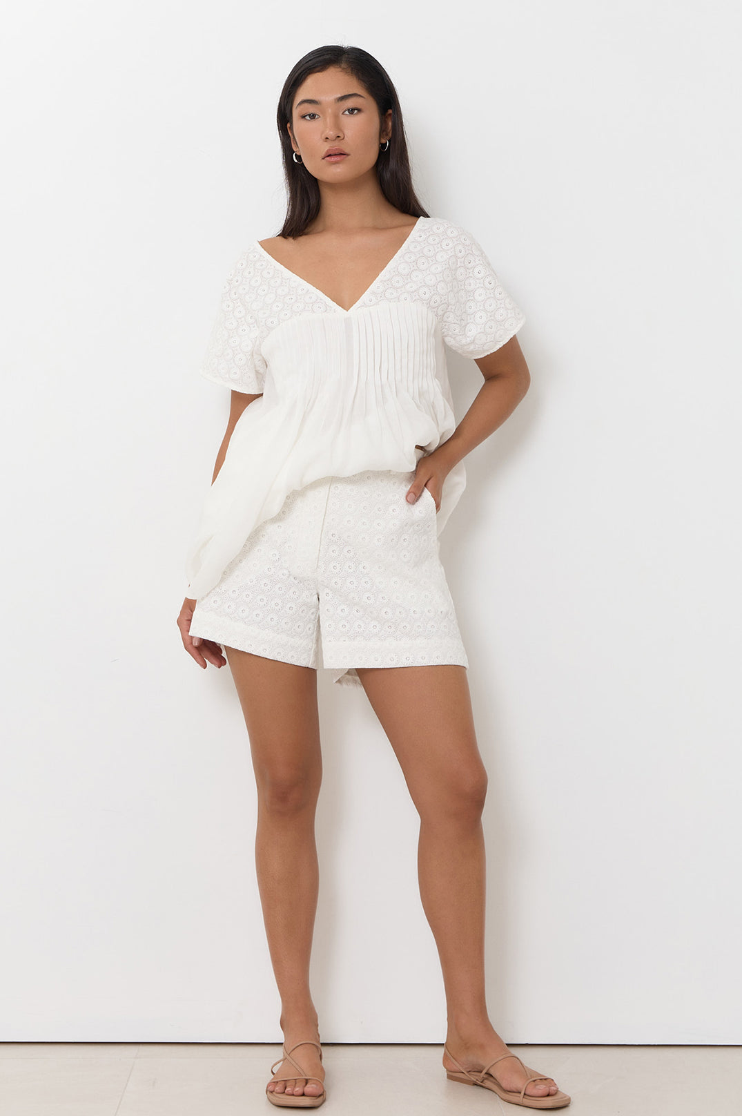 Haven Lace Pattern Short - White