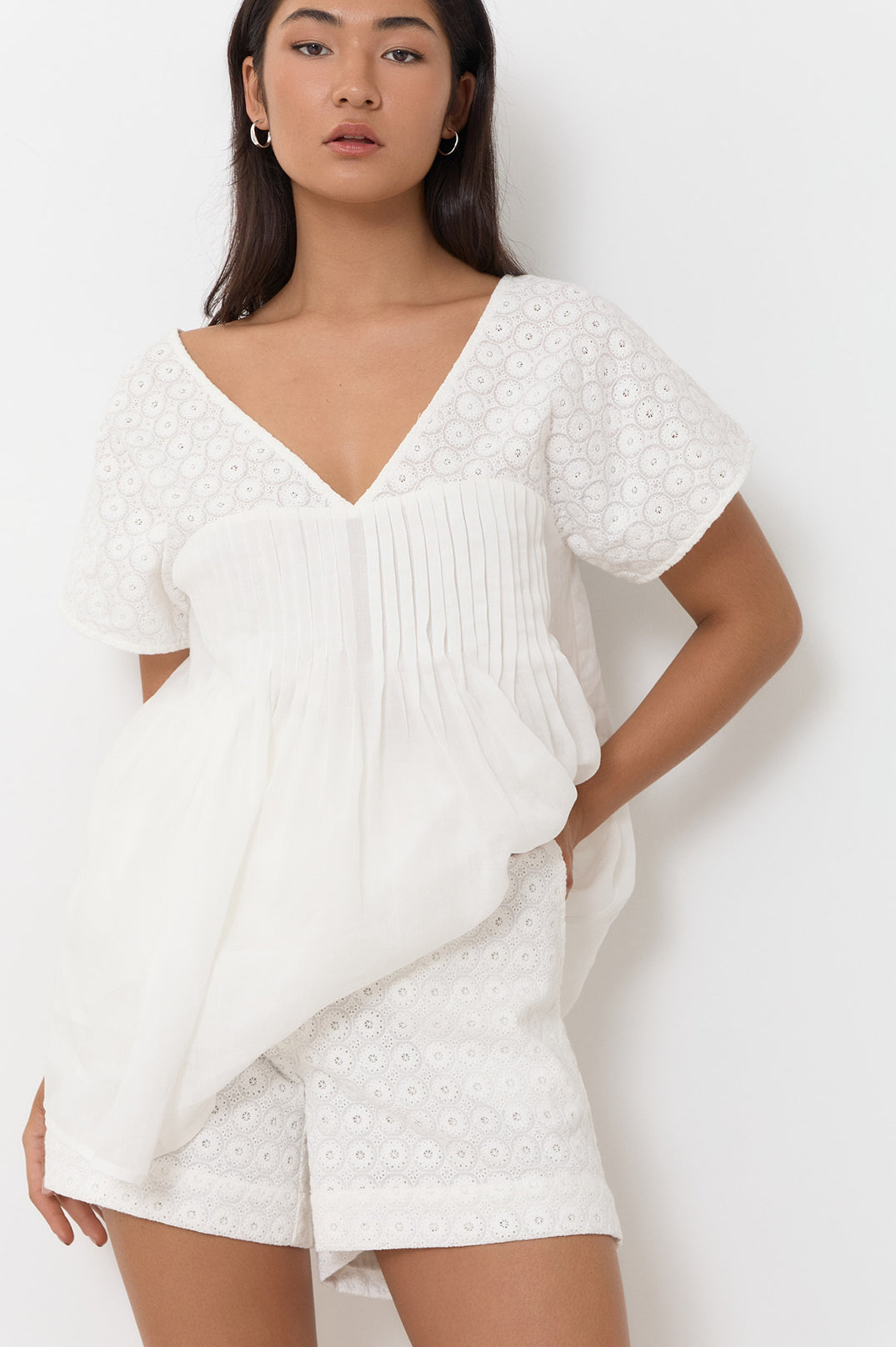 Sidney Lace Pattern Top - White