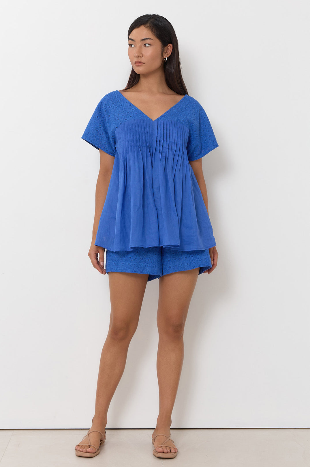 Sidney Lace Pattern Top - Blue