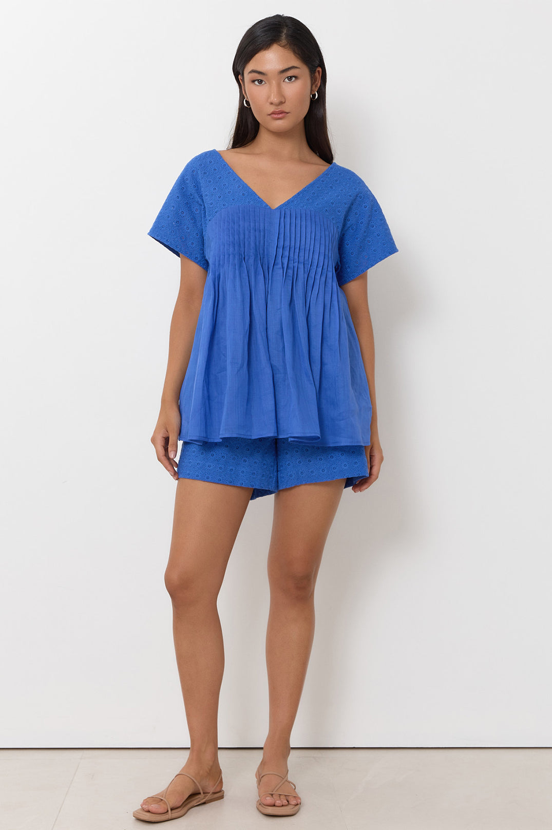 Sidney Lace Pattern Top - Blue