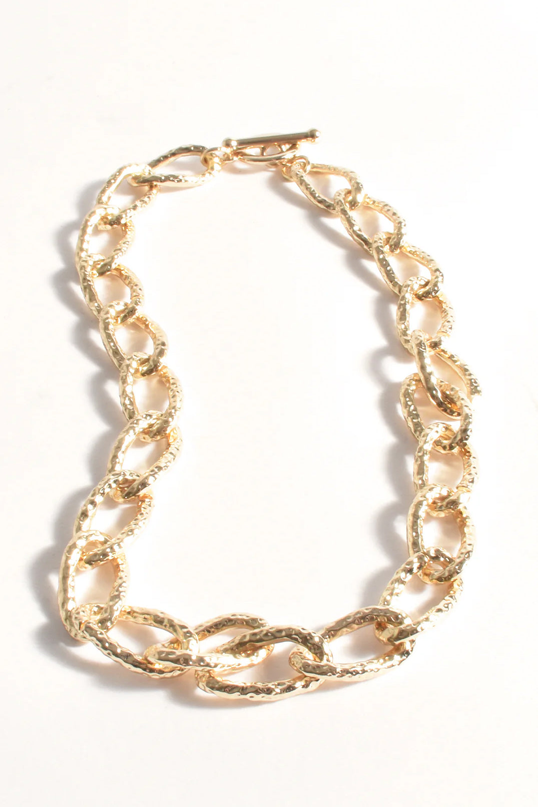 Hammered Metal Link Short Necklace