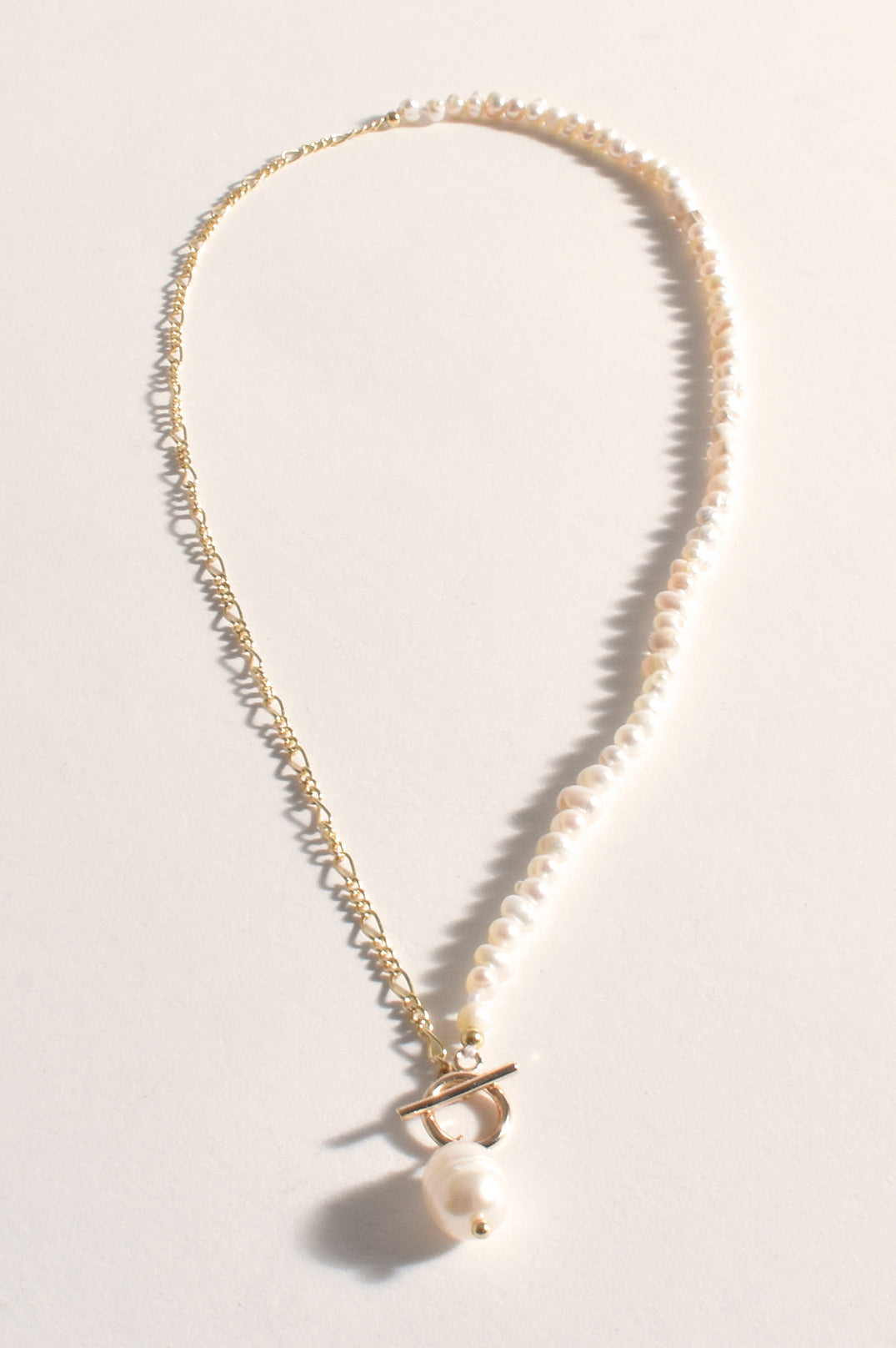 Half Pearl Fine Chain Necklace