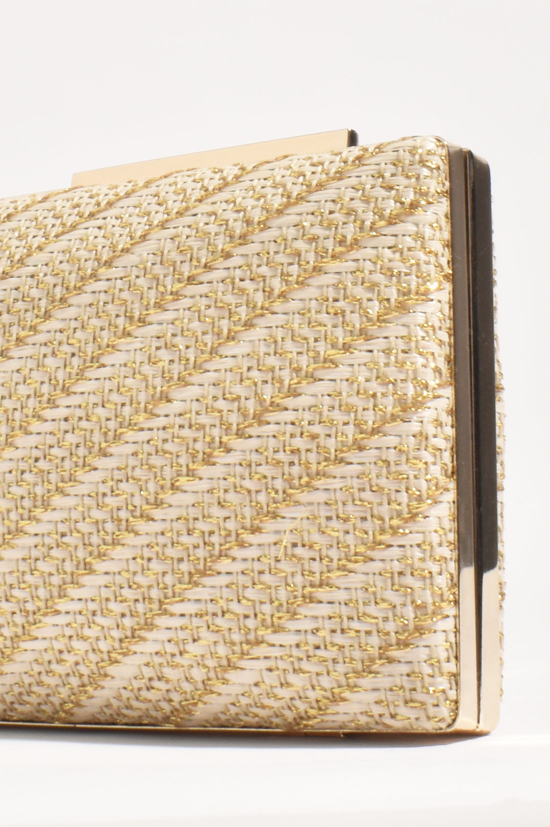 Weave Structured Clutch - Natural/Gold