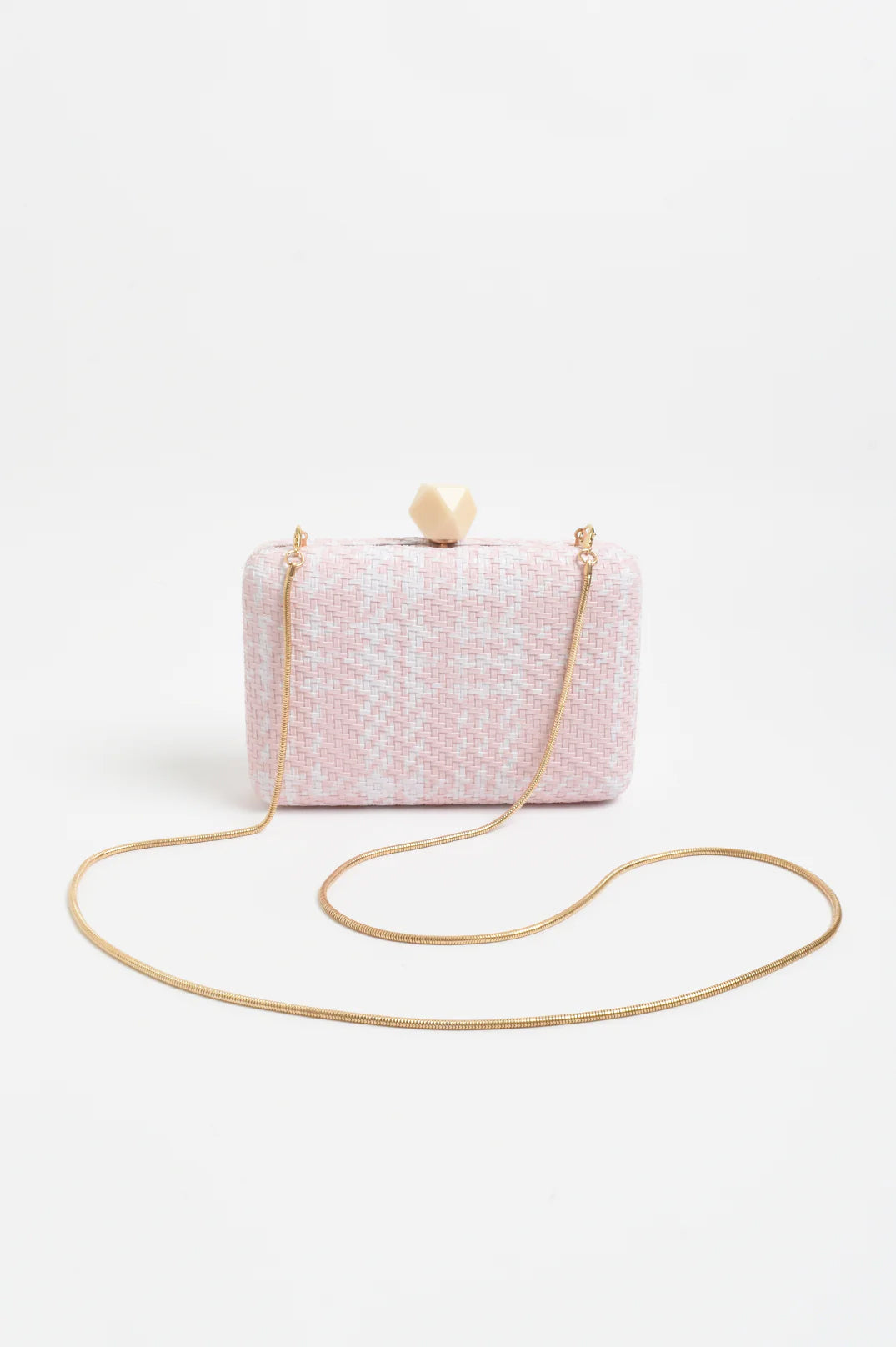 Janey Faux Weave Clutch - Pink