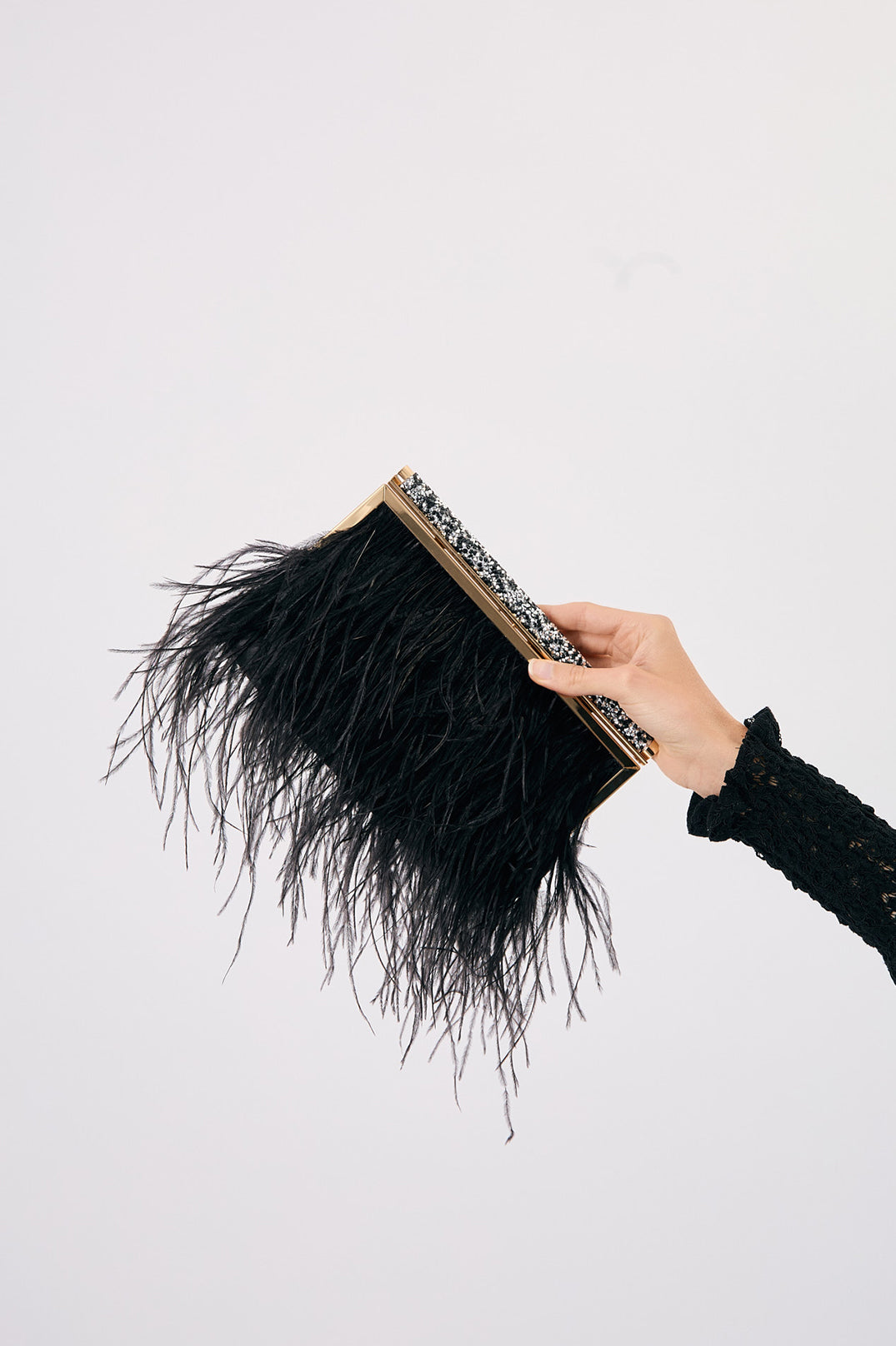 Mirabelle Feather and Diamante Clutch