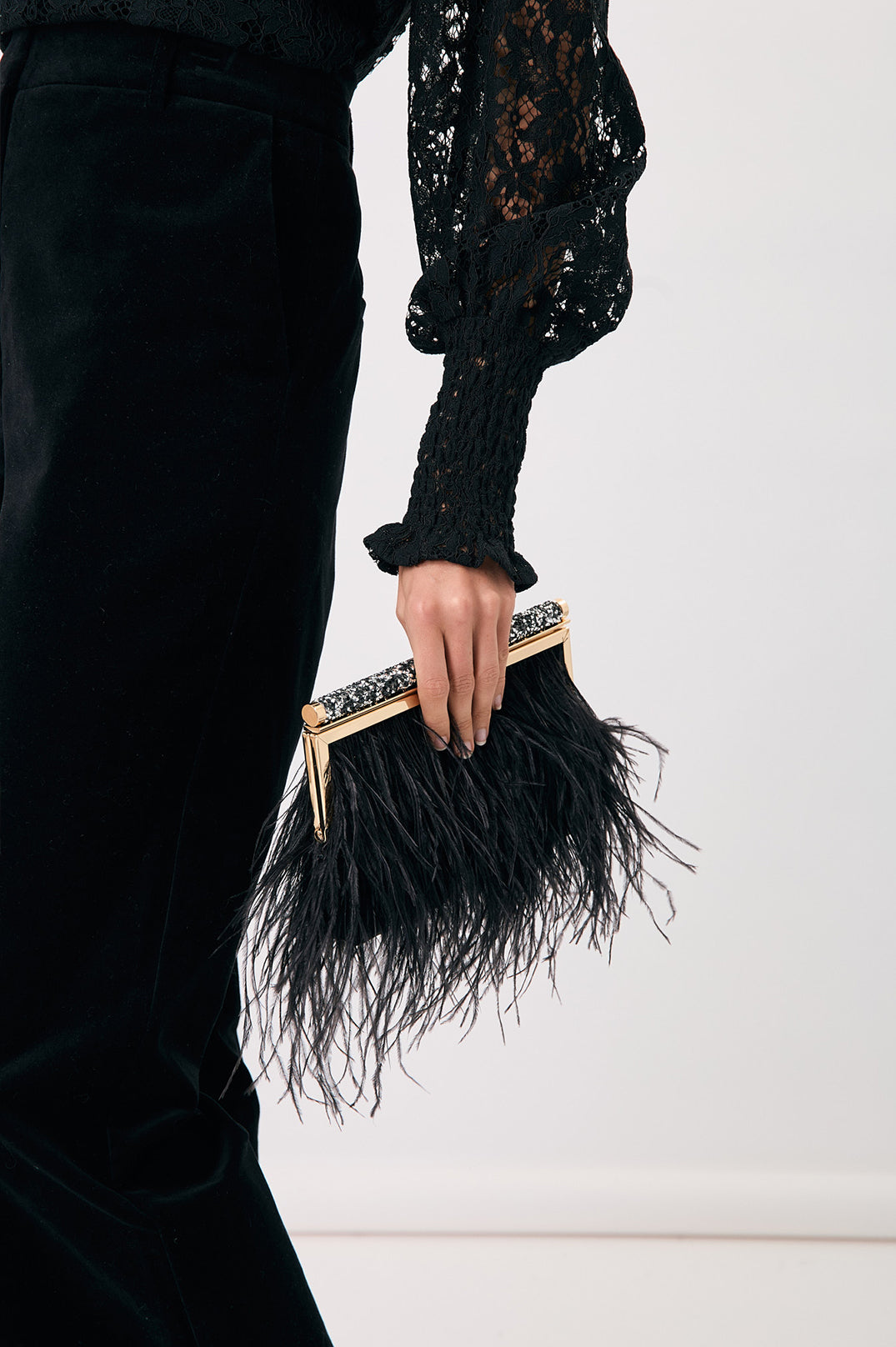 Mirabelle Feather and Diamante Clutch