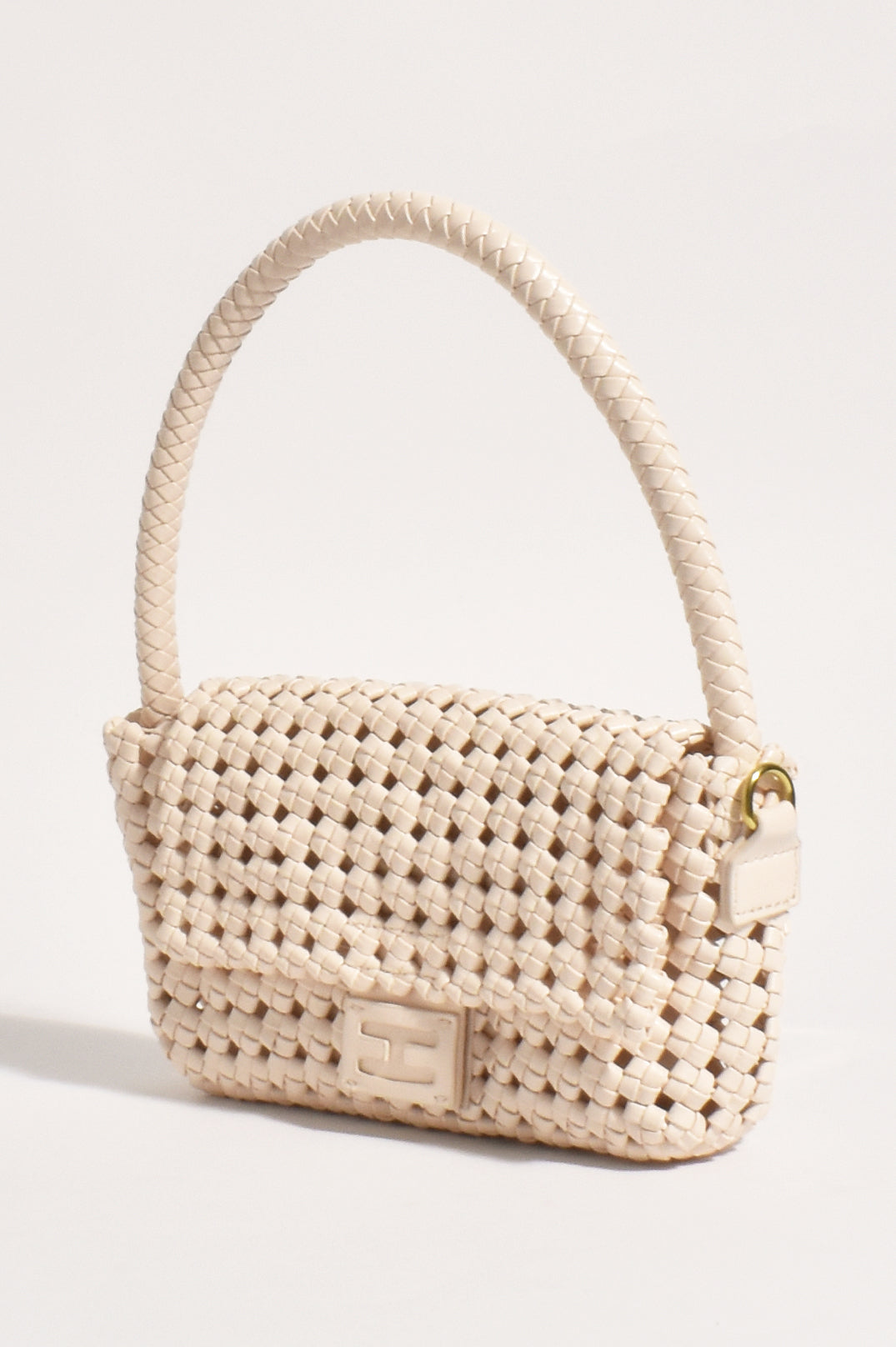 Pippa Lattice Weave Handbag - Nude