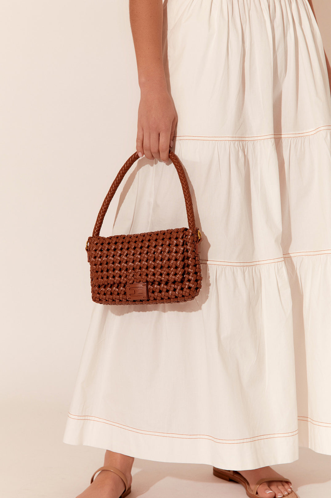 Pippa Lattice Weave Handbag - Tan