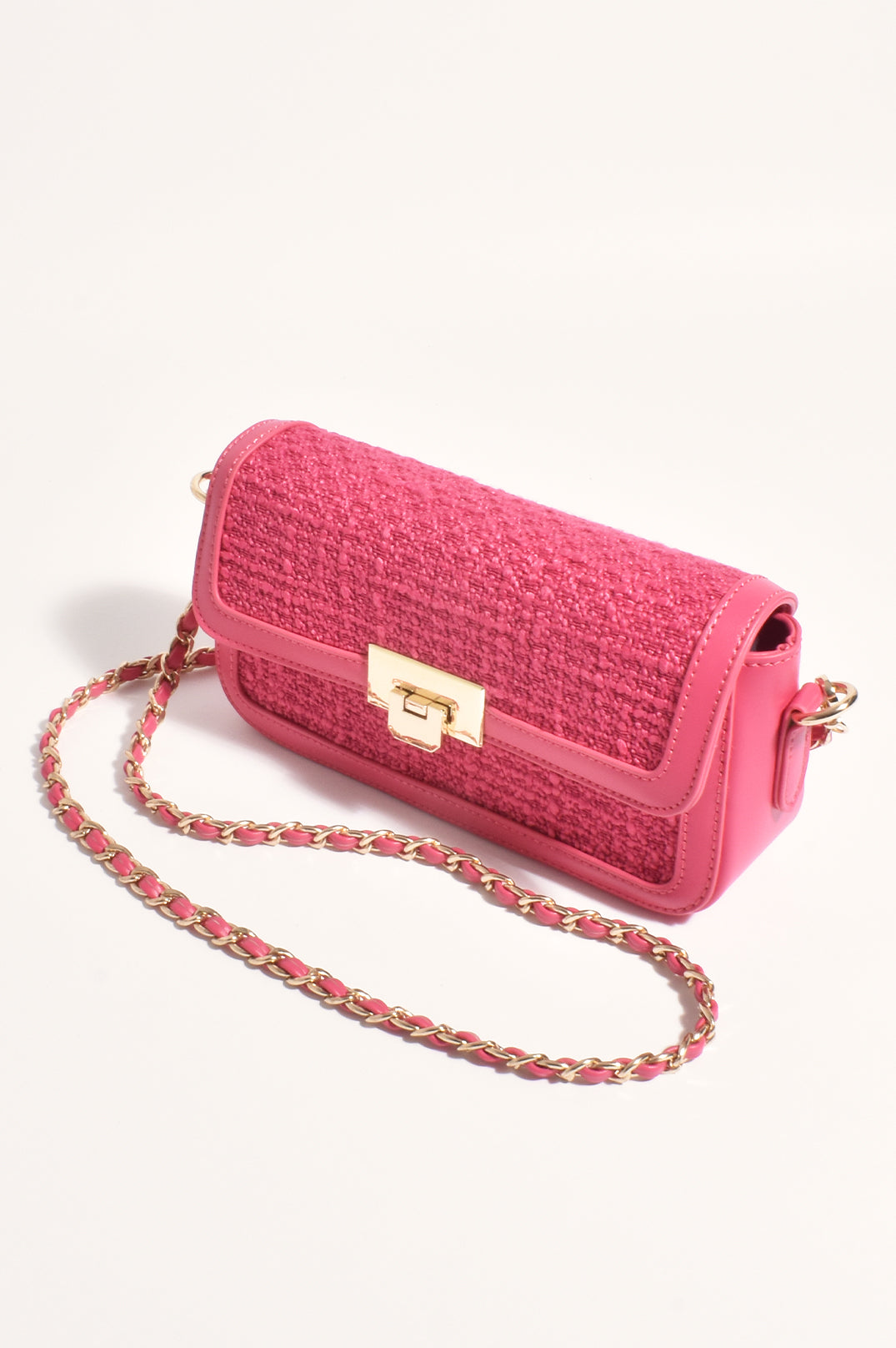 Hattie Tweed Mini Crossbody Bag - Pink