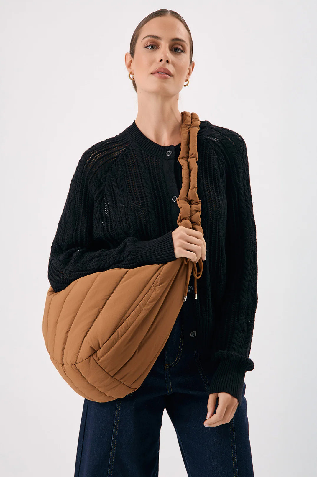 Quincy Quilted Nylon Tote - Cream