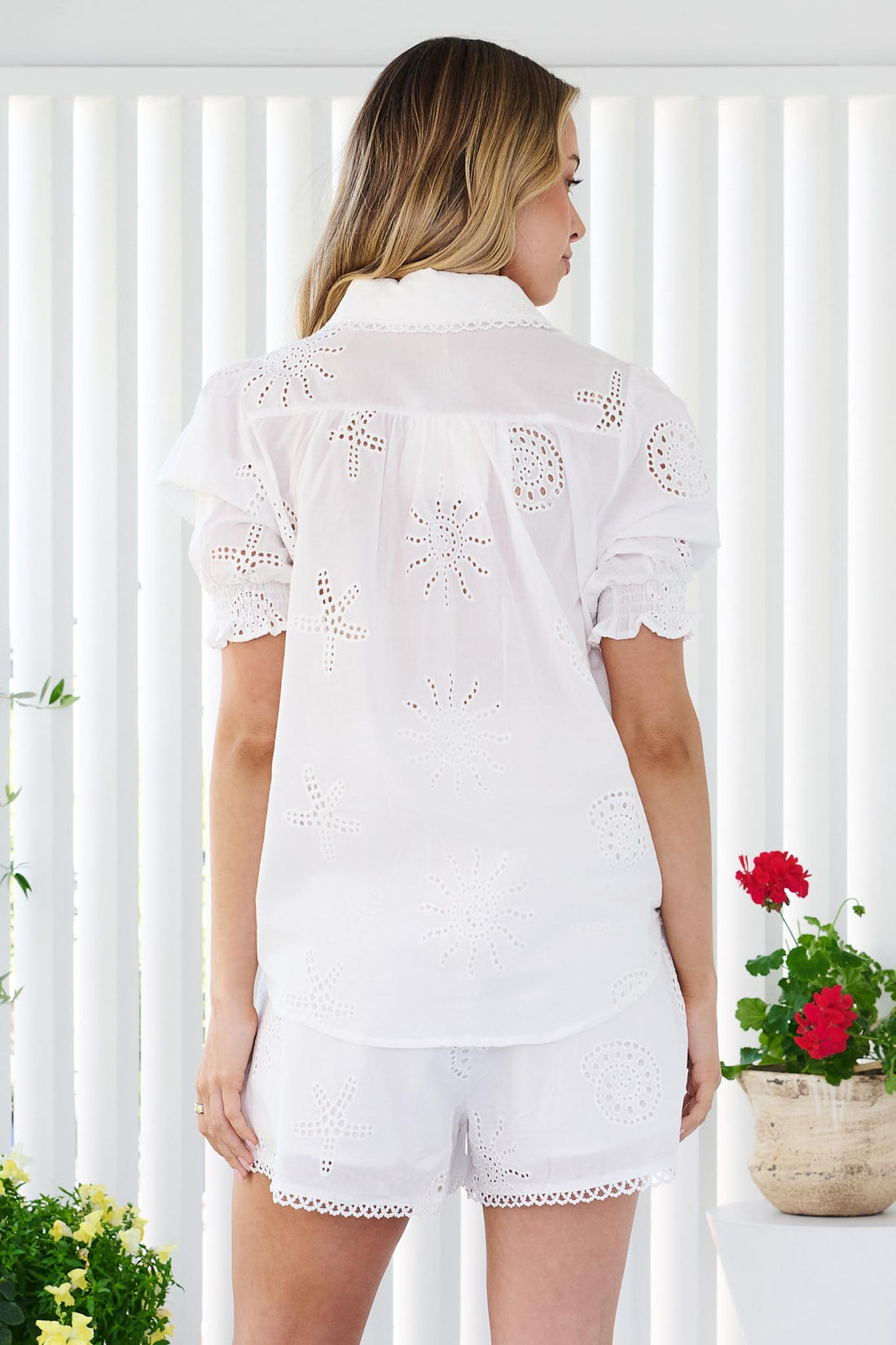 Adeline Broderie Top - White