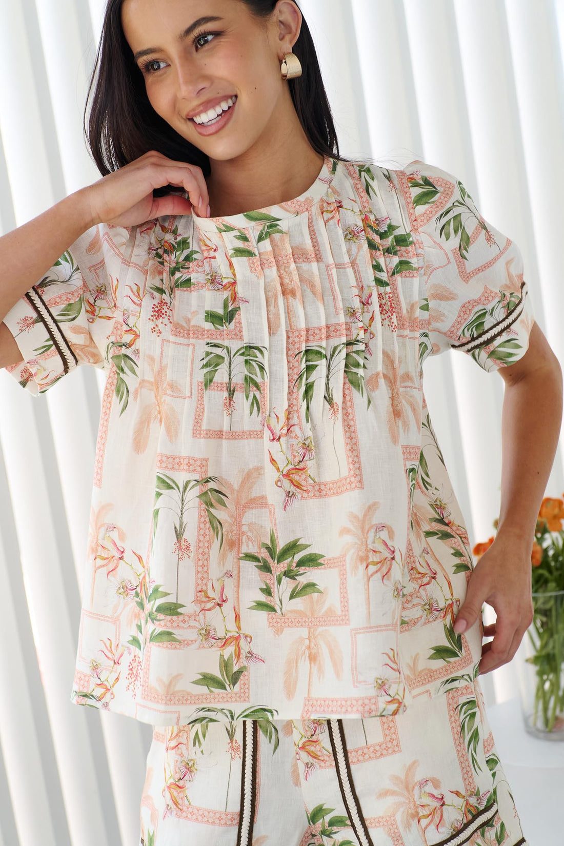 Pearl Pintuck Linen Top